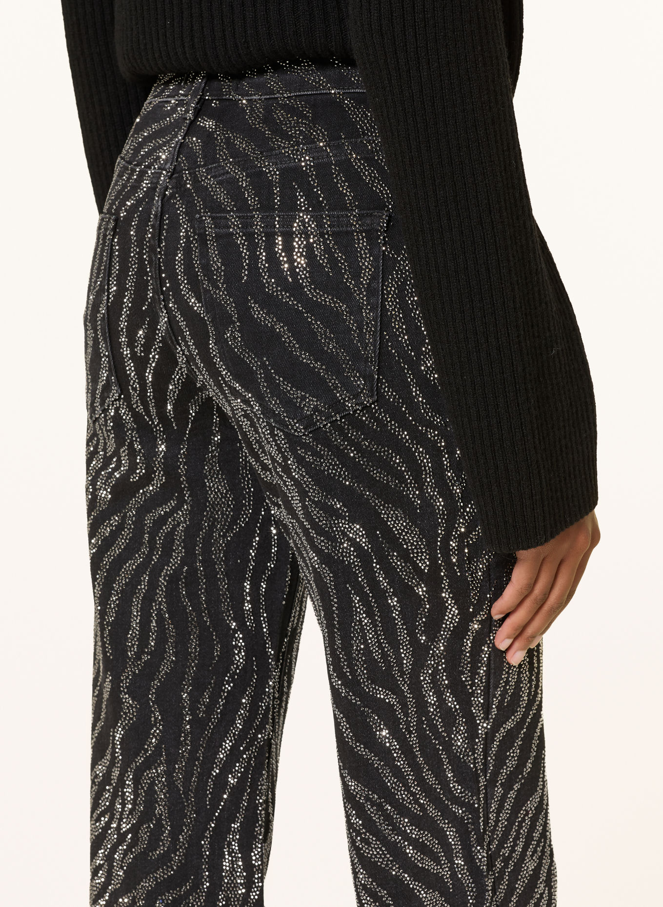 miss goodlife Wide Leg Jeans mit Schmucksteinen: 2 BLACK