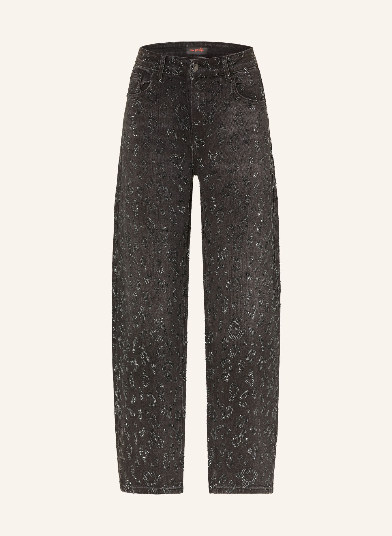 miss goodlife Barrel-leg jeans with rhinestones: 2 BLACK