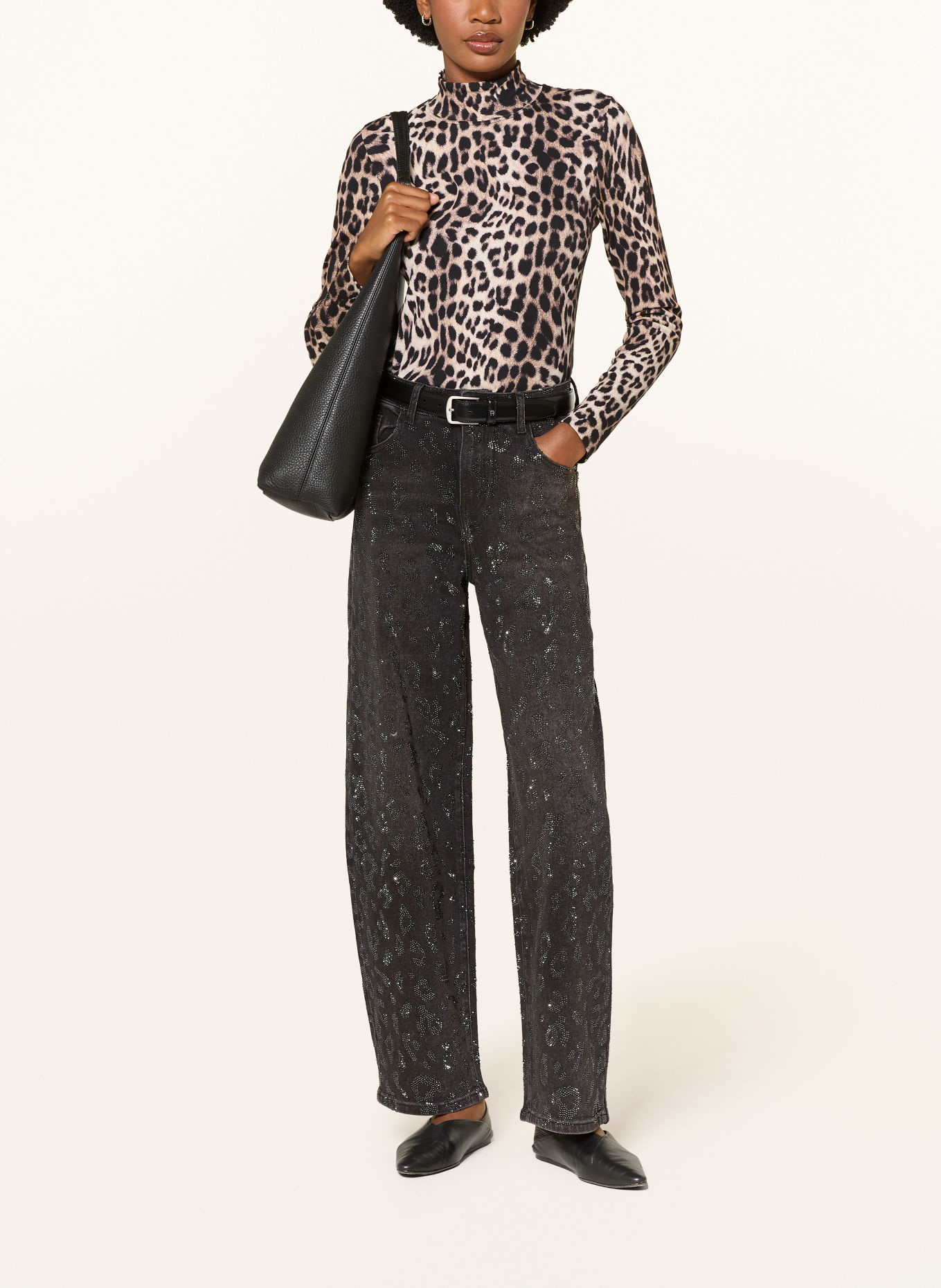 miss goodlife Barrel-leg jeans with rhinestones: 2 BLACK