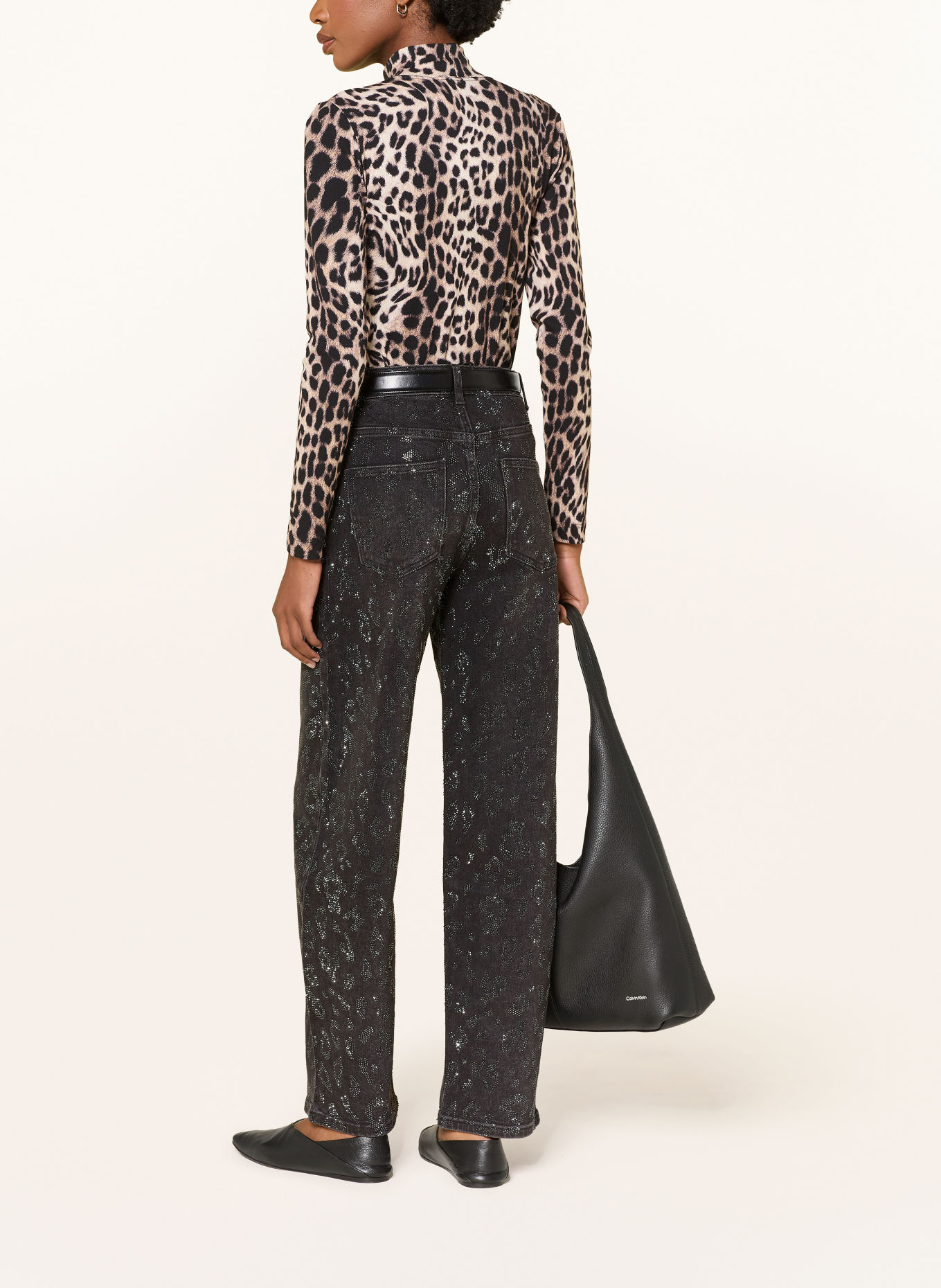 miss goodlife Barrel-leg jeans with rhinestones: 2 BLACK