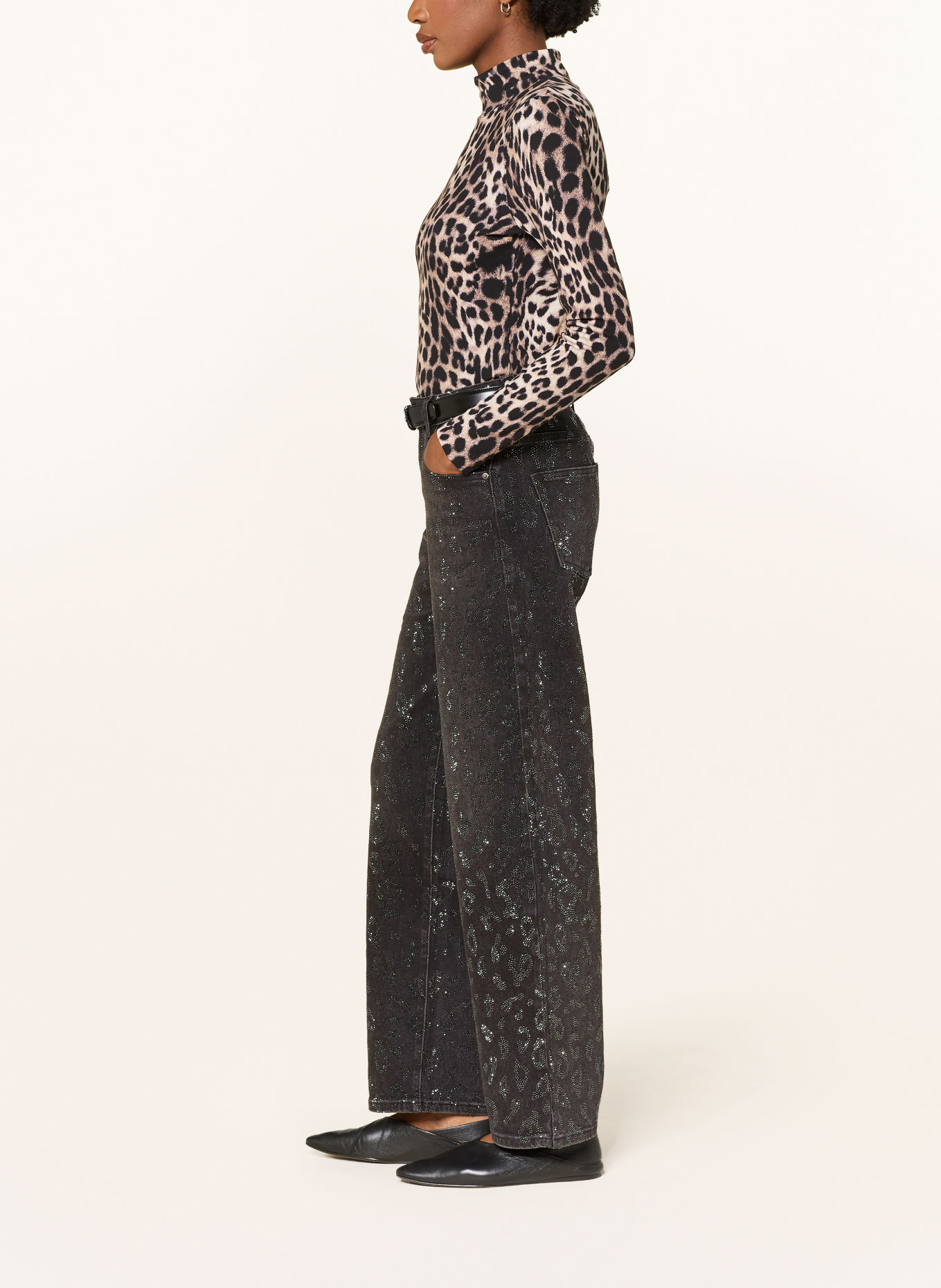 miss goodlife Barrel-leg jeans with rhinestones: 2 BLACK