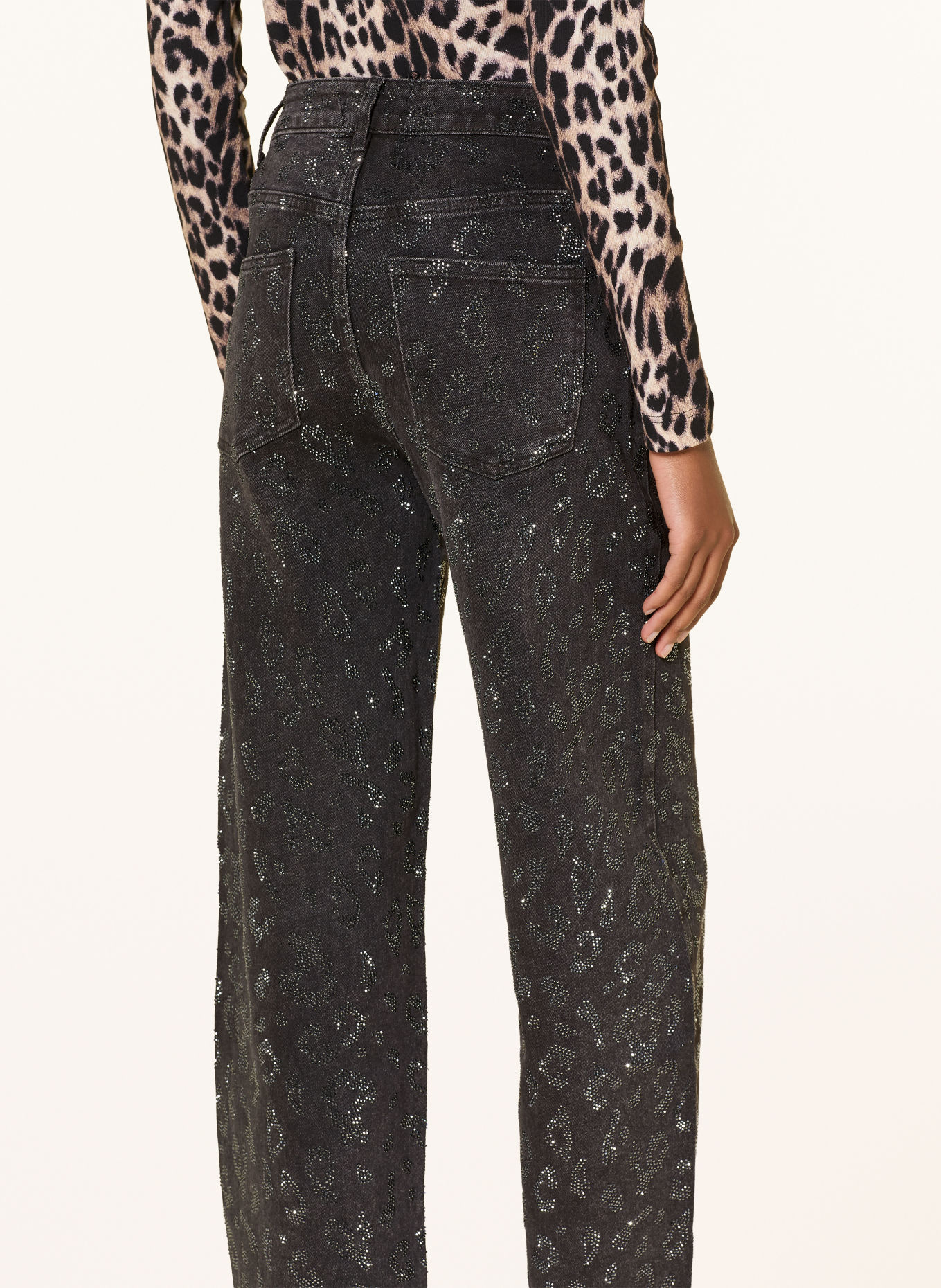 miss goodlife Barrel-leg jeans with rhinestones: 2 BLACK