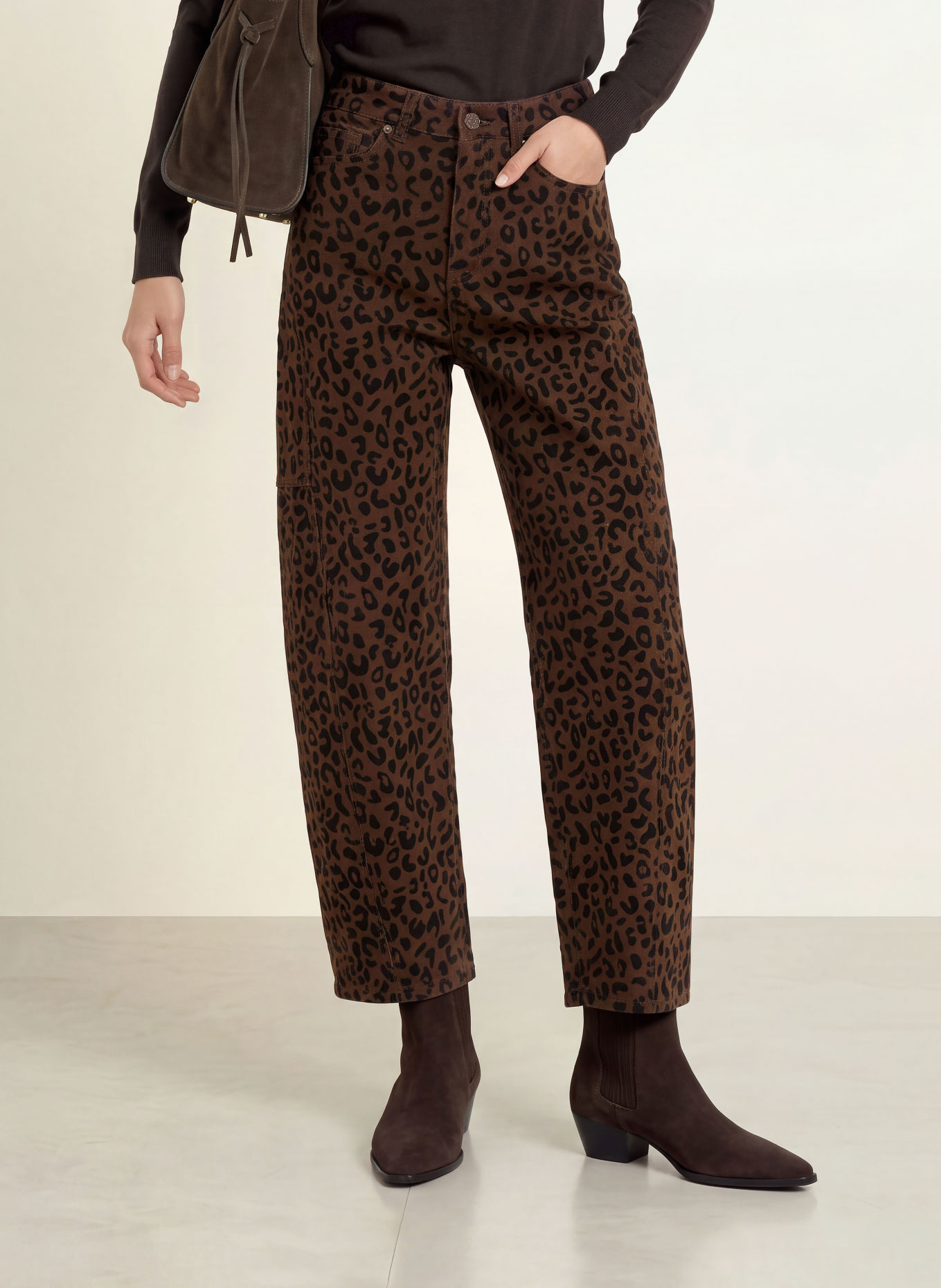 miss goodlife Cropped jeans with velvet: 35 BRAUN