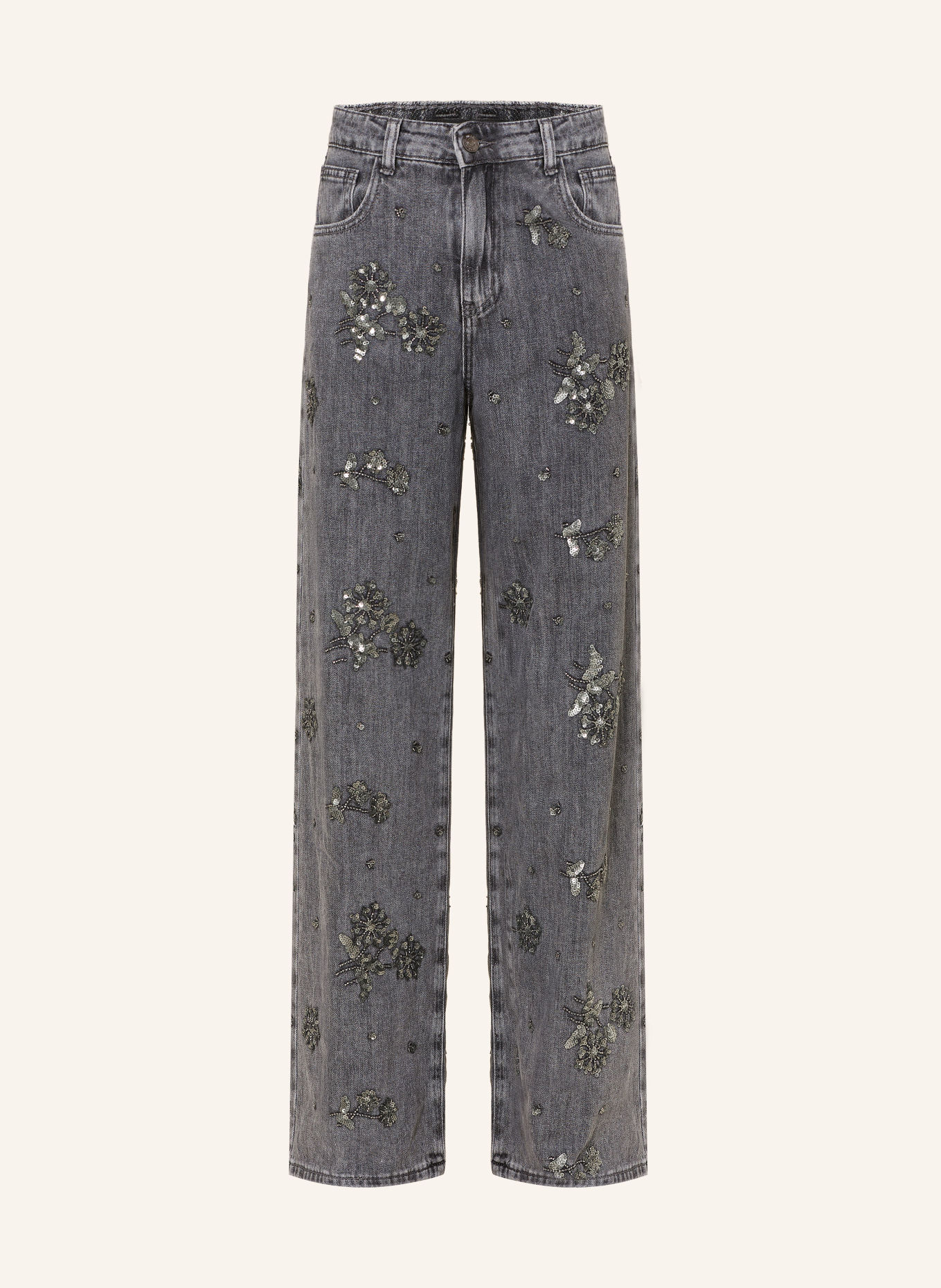miss goodlife Wide-Leg jeans with rhinestones and sequins: 29 GREY