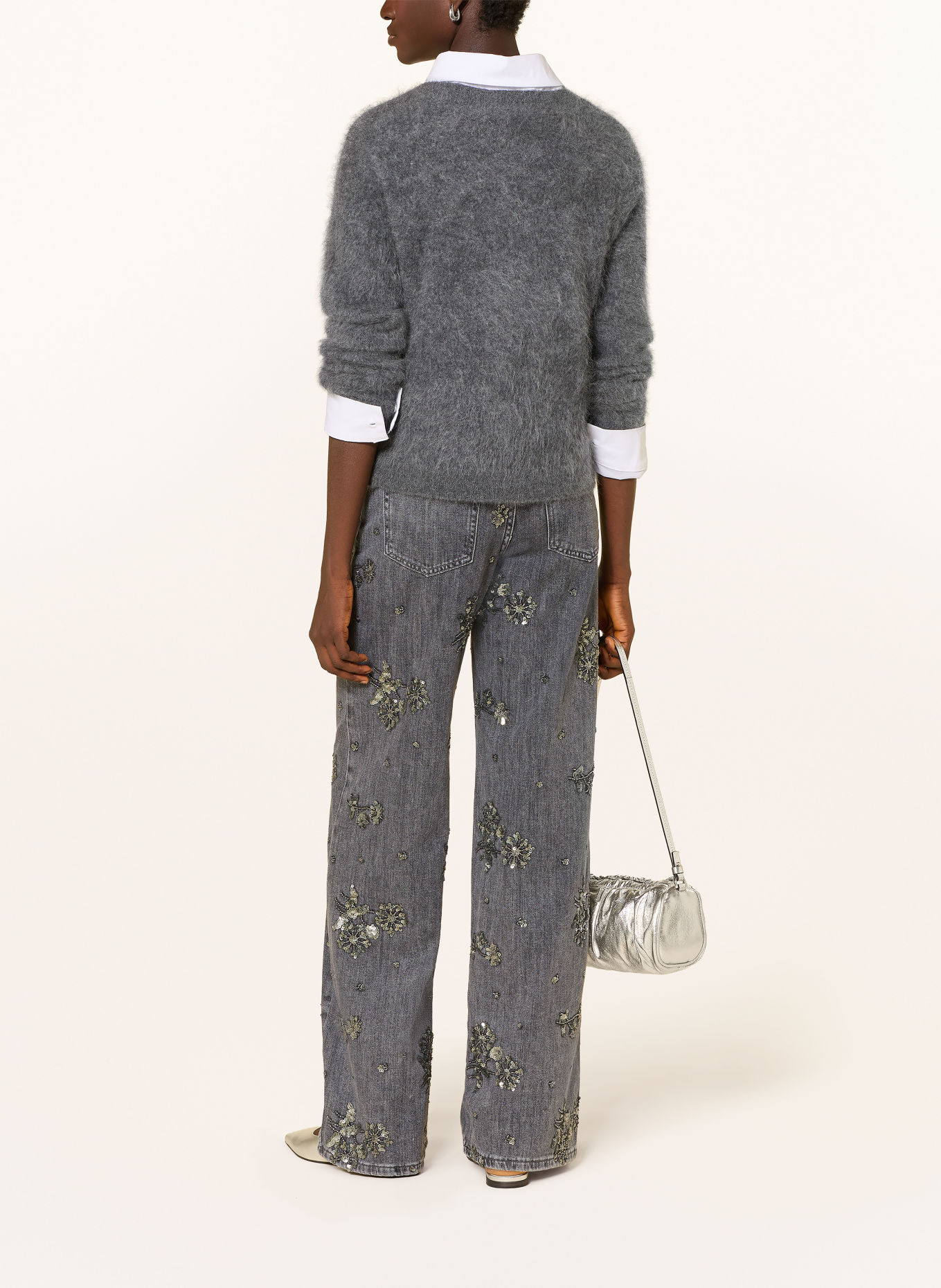 miss goodlife Wide-Leg jeans with rhinestones and sequins: 29 GREY