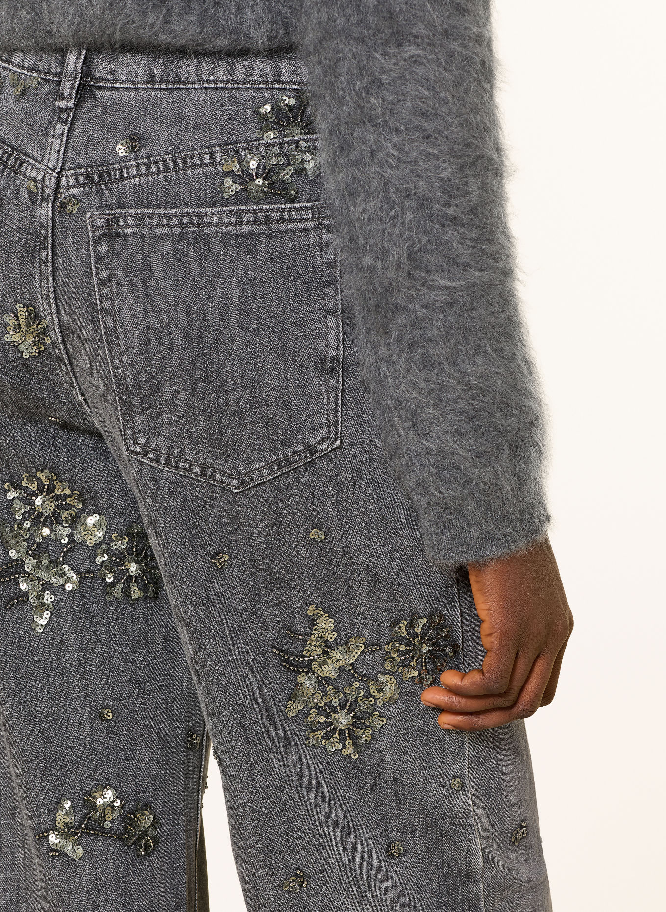 miss goodlife Wide-Leg jeans with rhinestones and sequins: 29 GREY