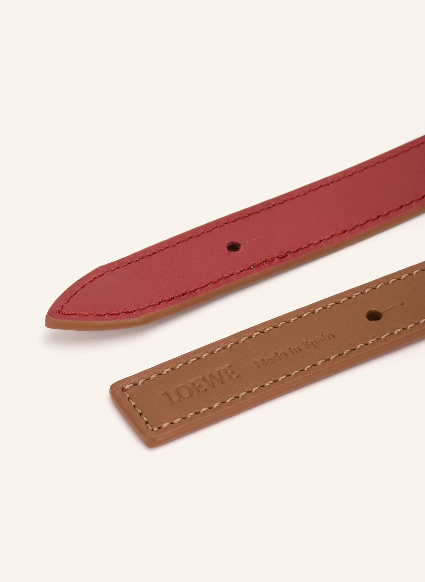 LOEWE Ledergürtel zum Wenden: COGNAC / ROT