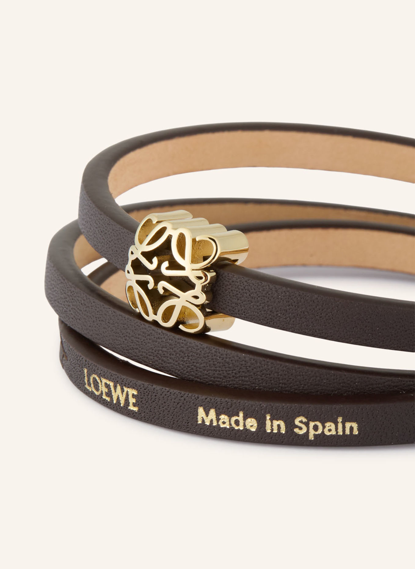 LOEWE Lederarmband: DUNKELBRAUN / GOLD