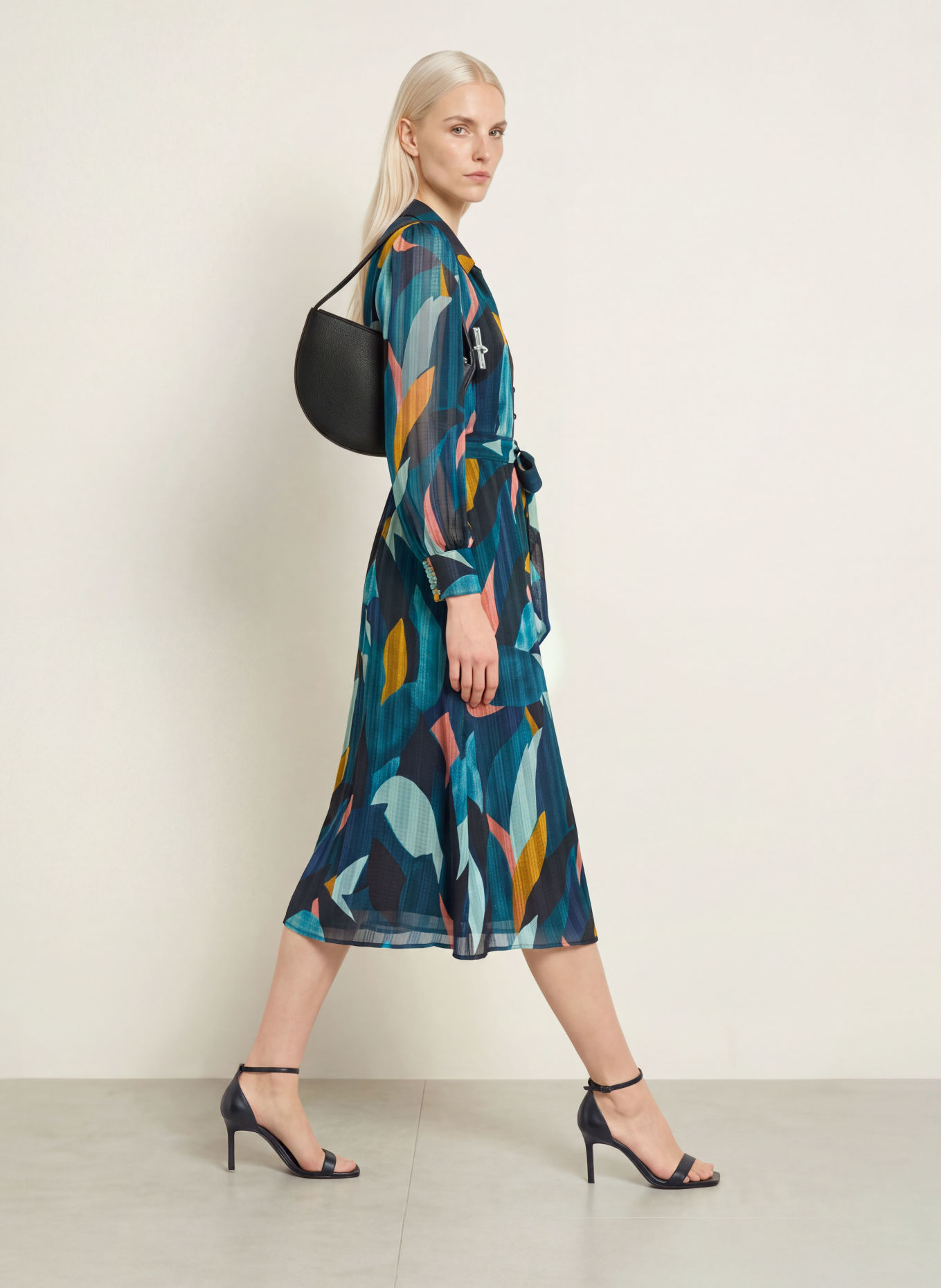 Phase Eight CATALINA Dress: DARK BLUE / MINT / TEAL