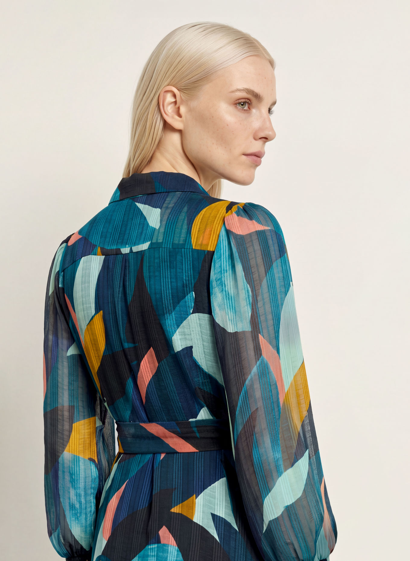 Phase Eight CATALINA Dress: DARK BLUE / MINT / TEAL