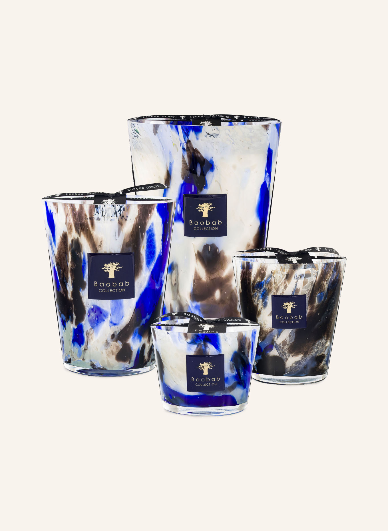 Baobab COLLECTION Vonná svíčka HALONA BLUE WORLD: BÍLÁ / TMAVĚ HNĚDÁ / MODRÁ
