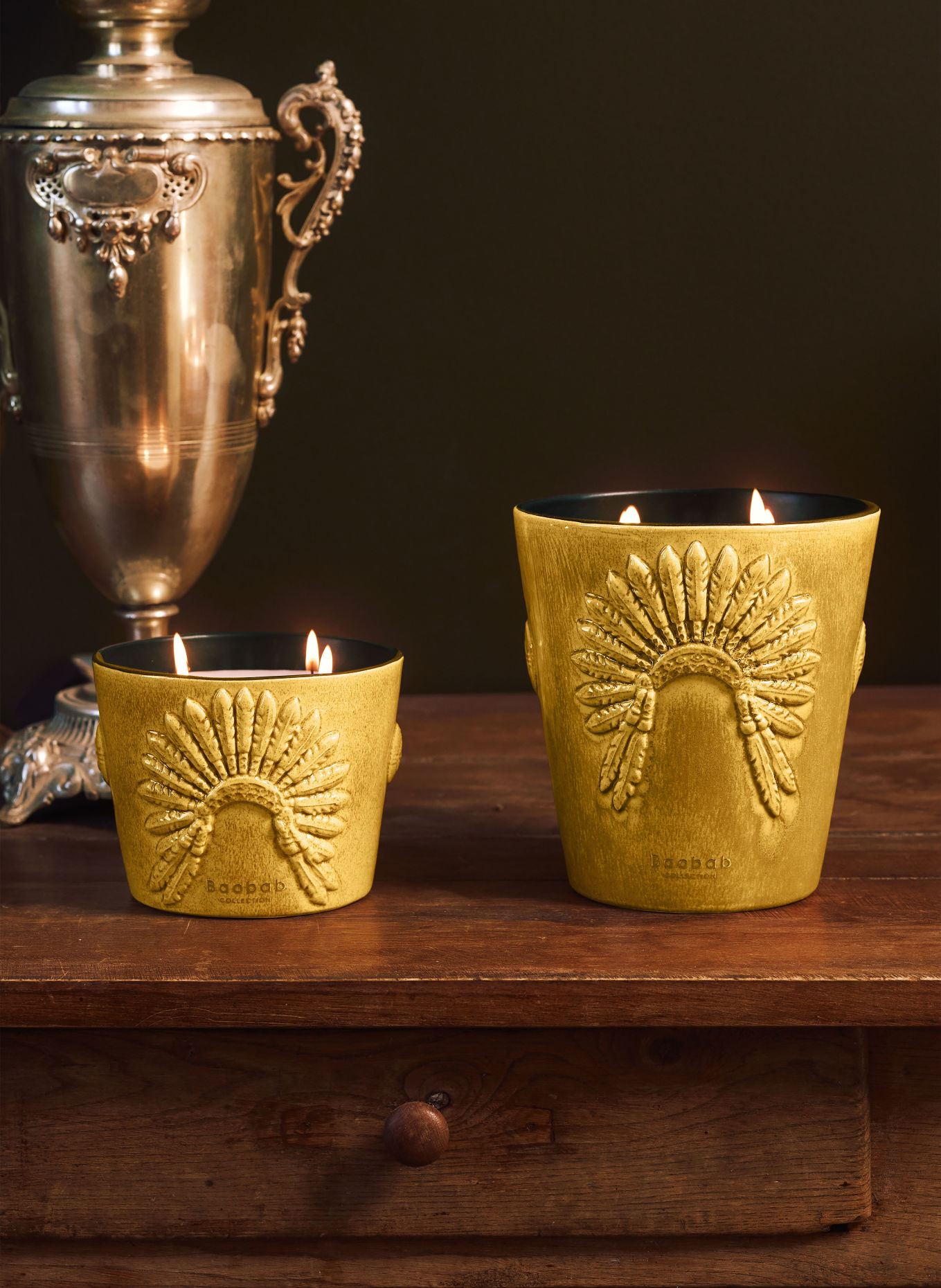 Baobab COLLECTION Vonná svíčka EAGLE'S PRIDE GERONIMO: TMAVĚ ŽLUTÁ