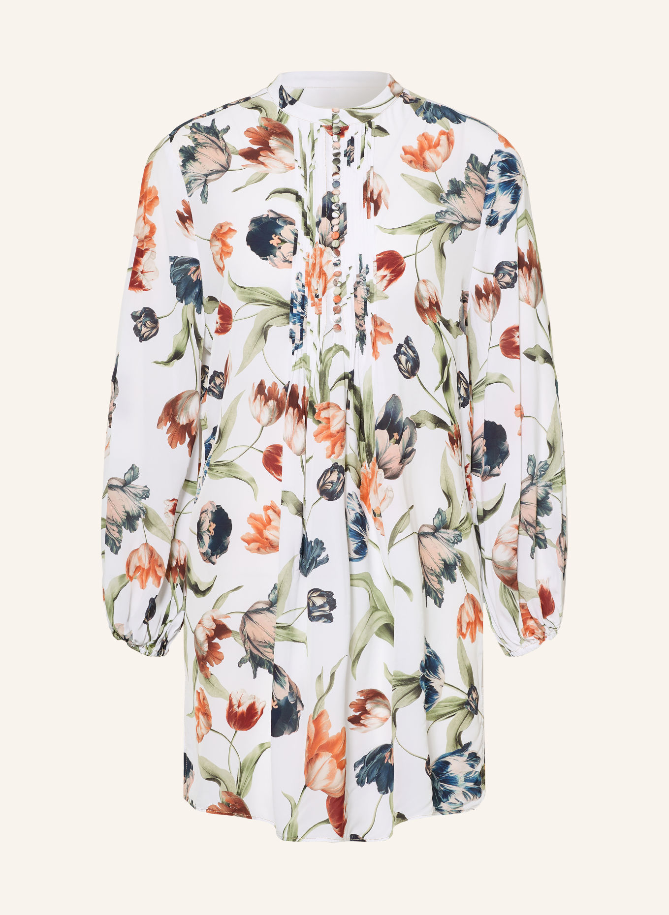 MARYAN MEHLHORN TULIPE Beach dress: WHITE / SALMON / DARK BLUE