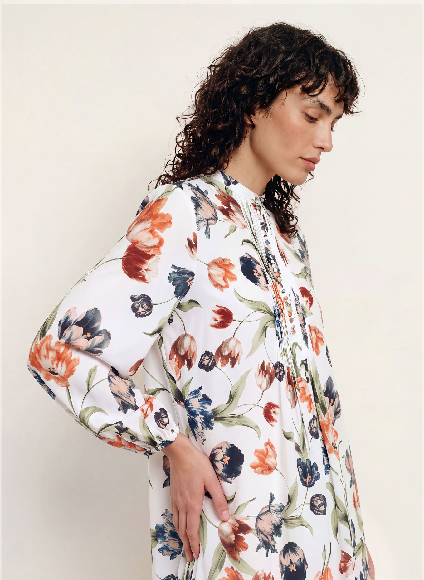 MARYAN MEHLHORN TULIPE Beach dress: WHITE / SALMON / DARK BLUE