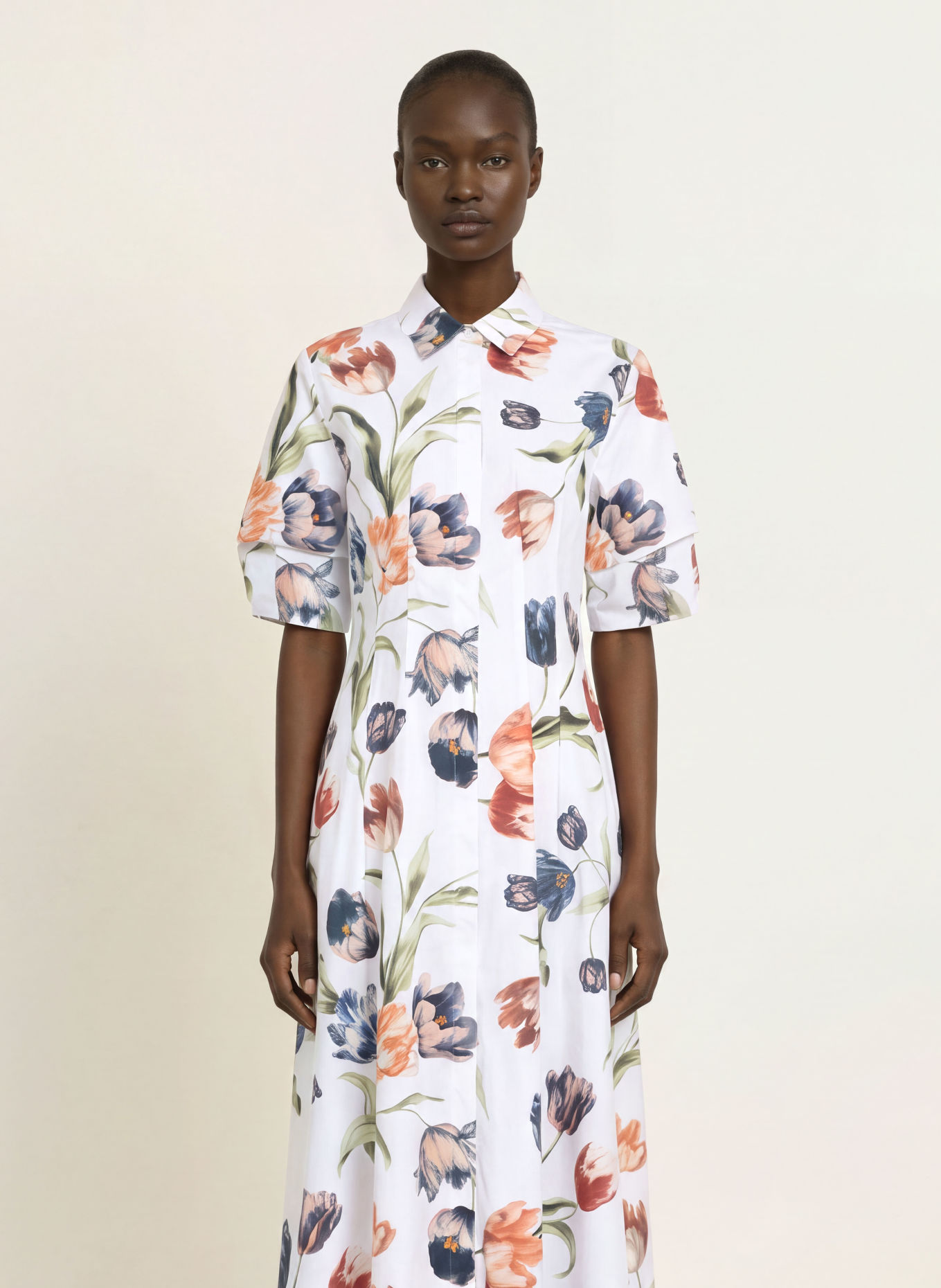 MARYAN MEHLHORN Beach dress: WHITE / DARK ORANGE / GREEN