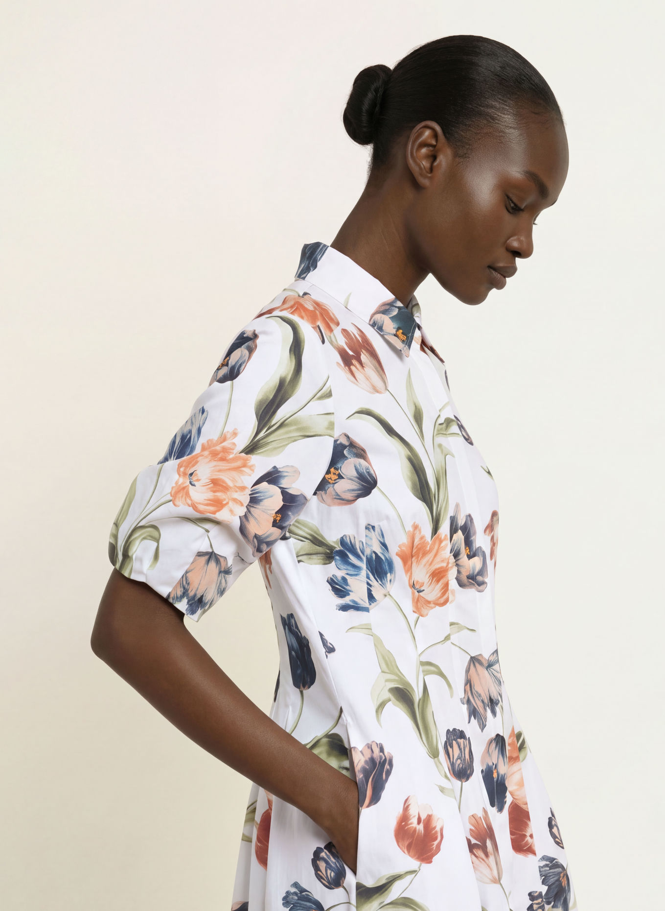 MARYAN MEHLHORN Beach dress: WHITE / DARK ORANGE / GREEN