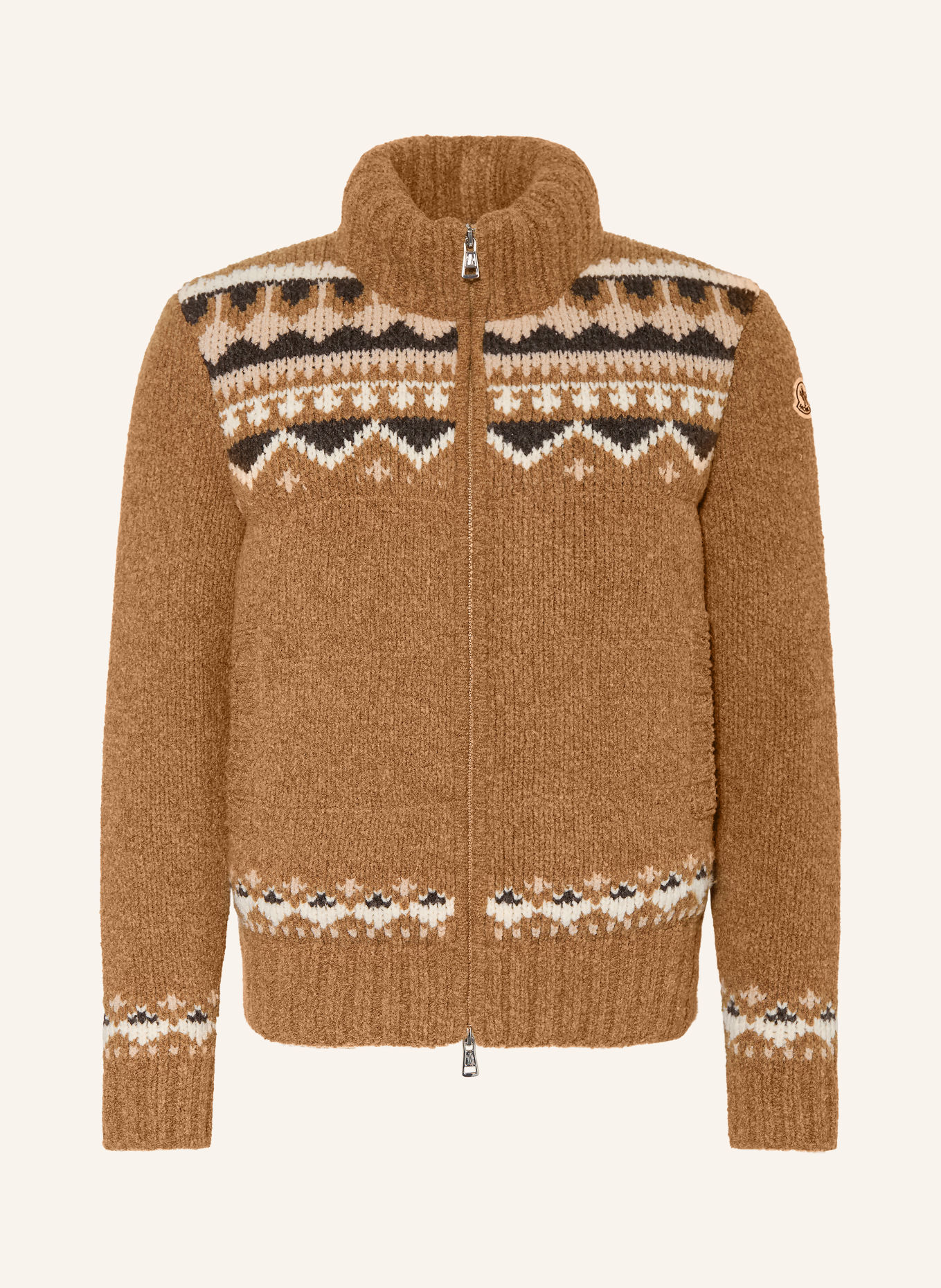 MONCLER Daunenjacke: BRAUN / CREME / DUNKELGRAU