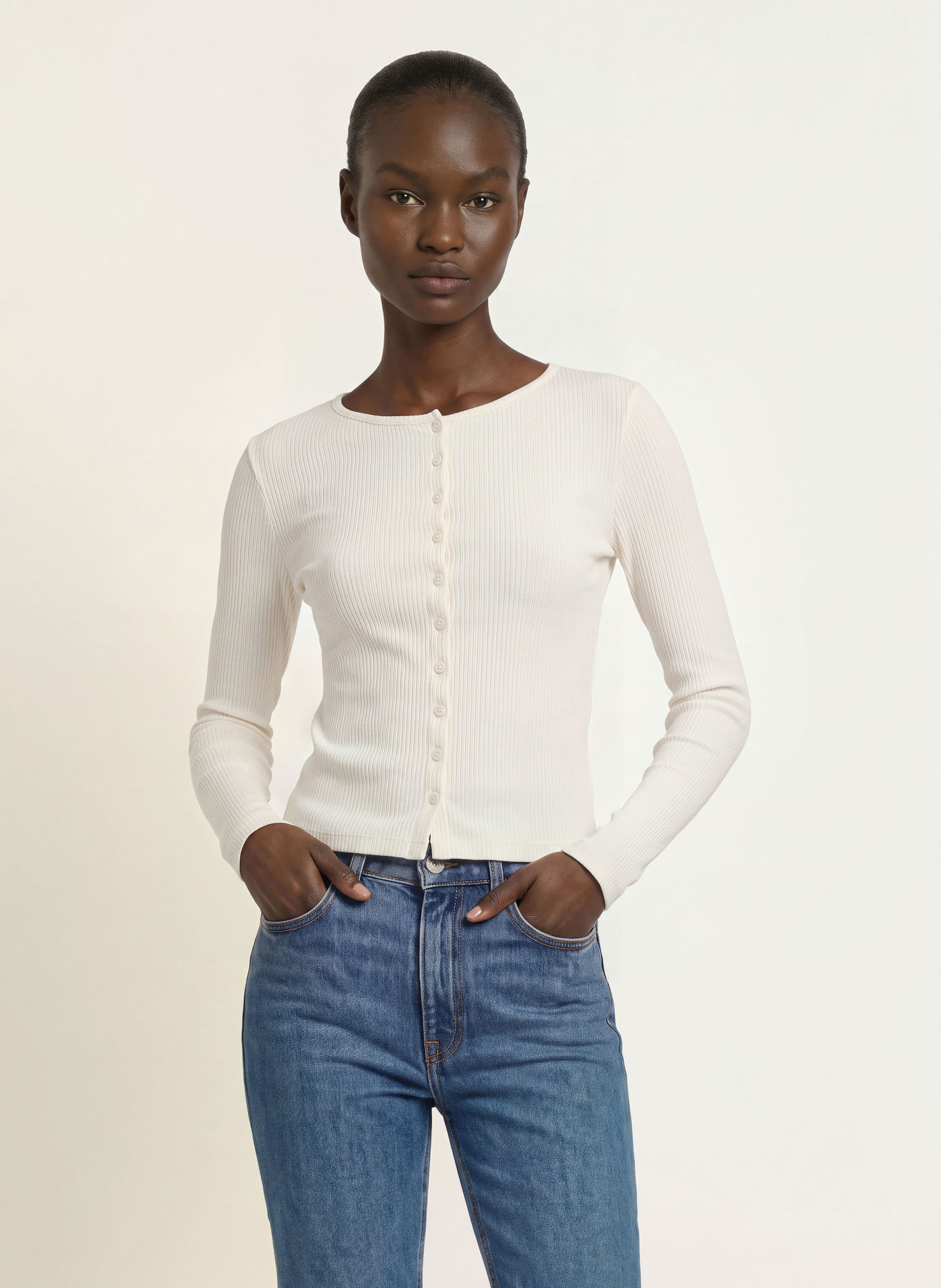 ARKET Tricou cu mânecă lungă: CREM