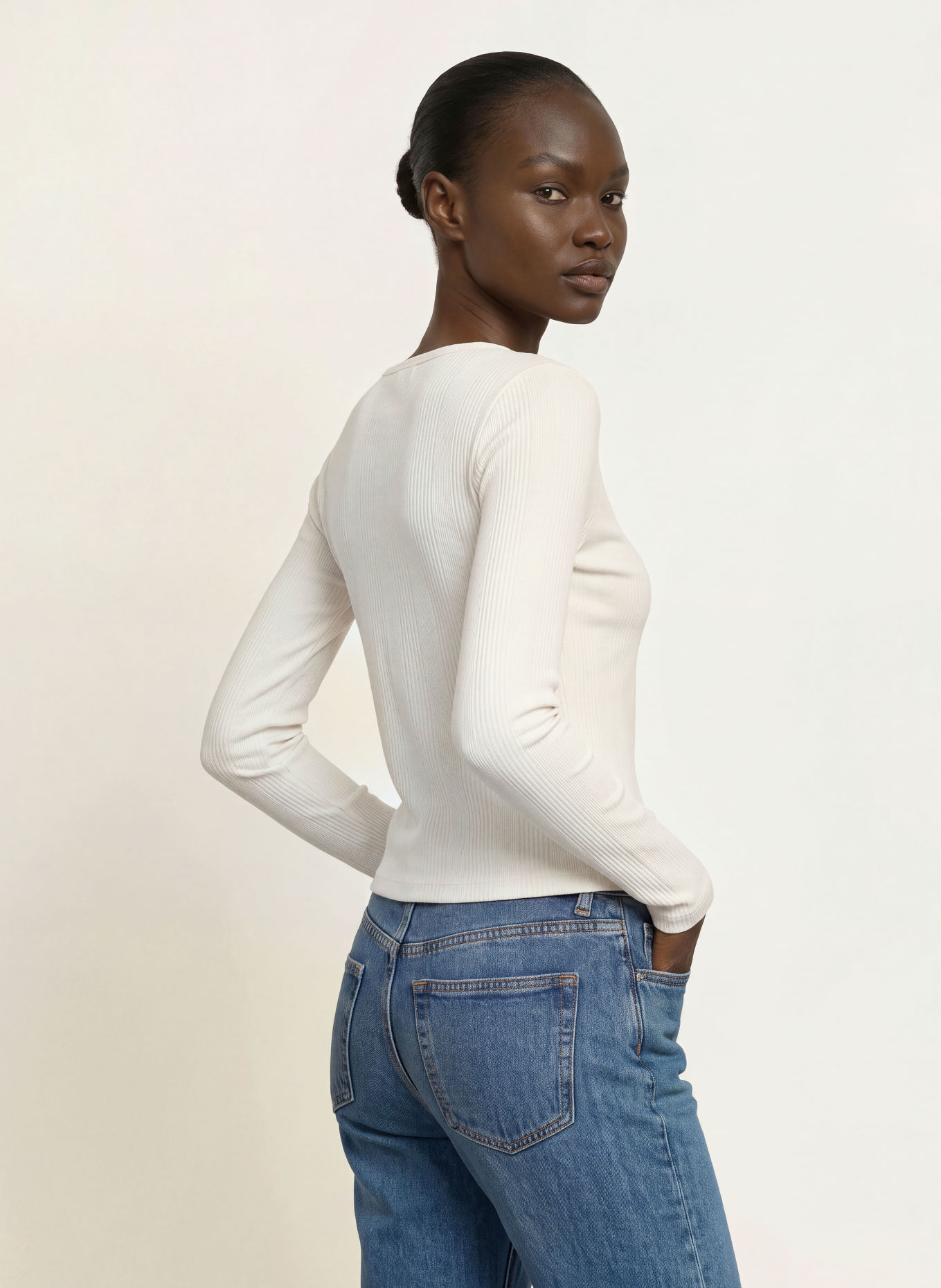 ARKET Tricou cu mânecă lungă: CREM