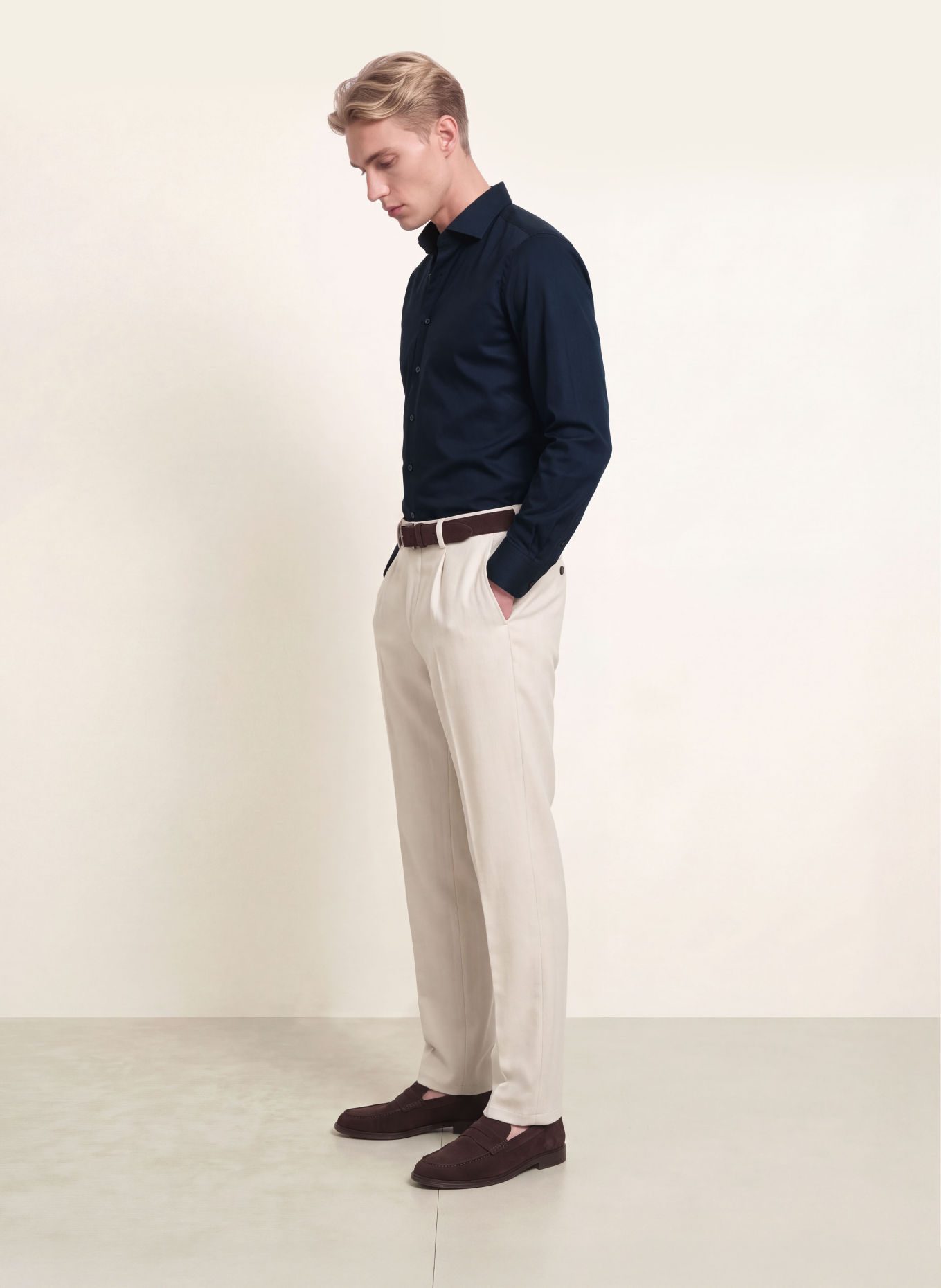 PROFUOMO Koszula o kroju slim fit: GRANATOWY