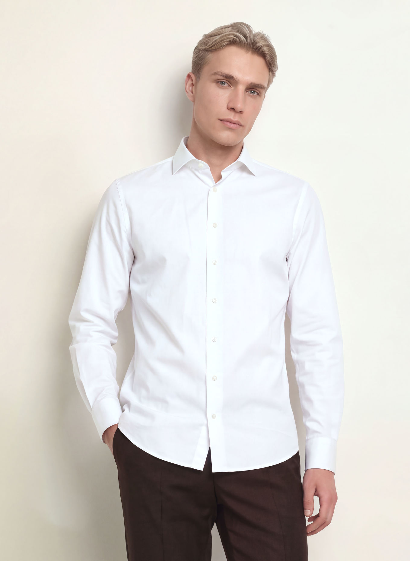PROFUOMO Slim-Fit Shirt: WHITE