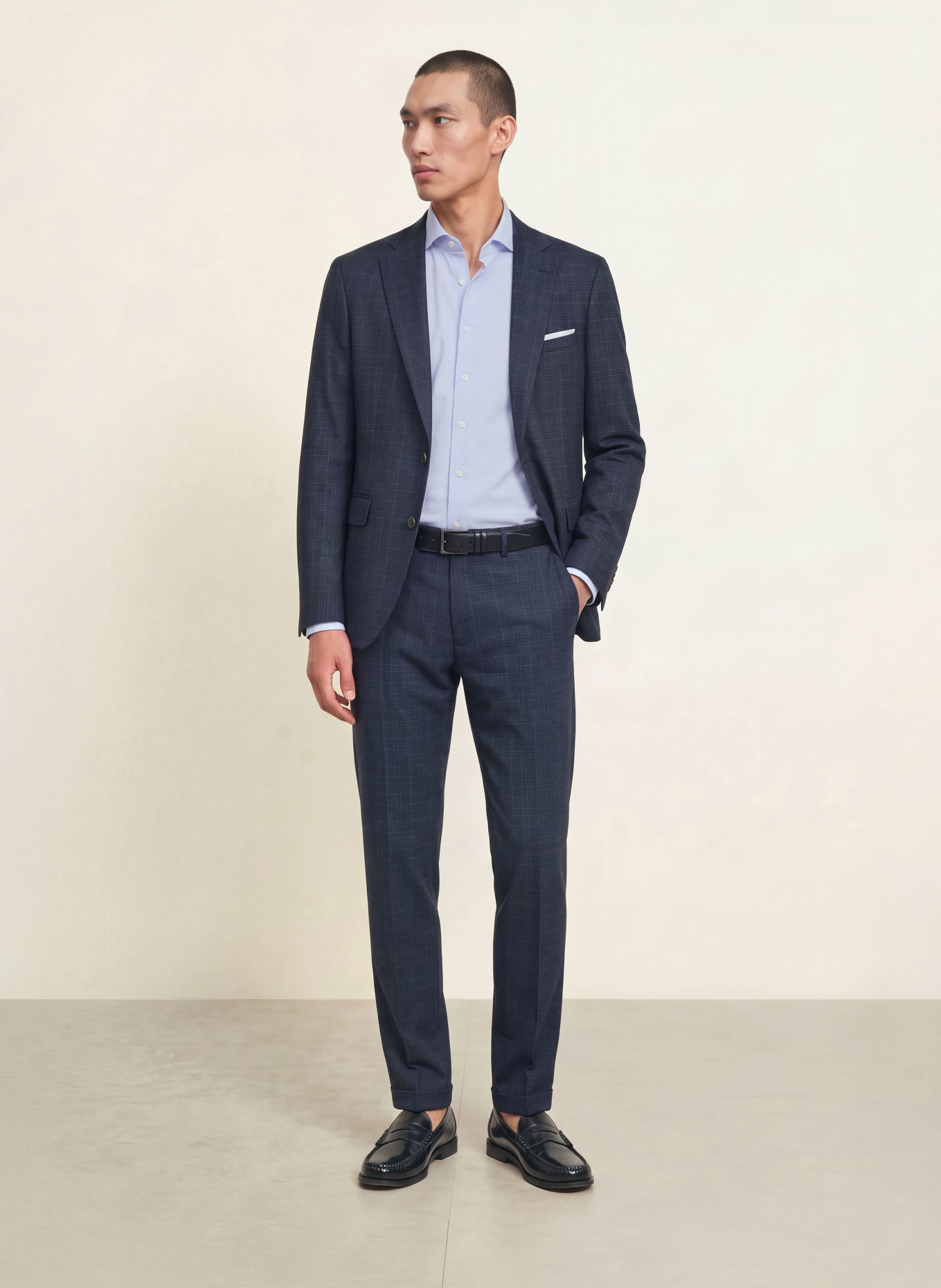 PROFUOMO Košile Slim Fit: TMAVĚ MODRÁ