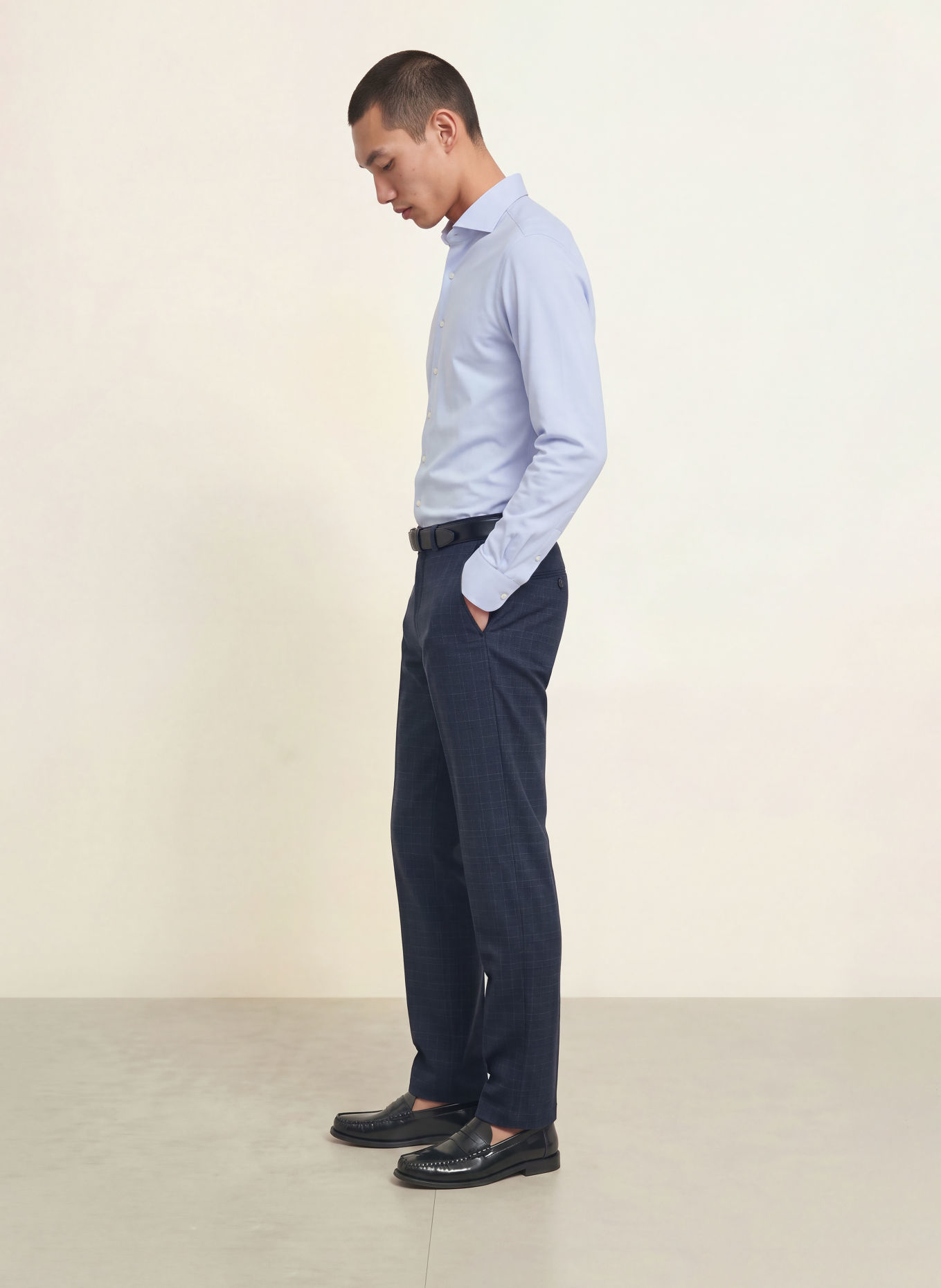 PROFUOMO Košile Slim Fit: TMAVĚ MODRÁ