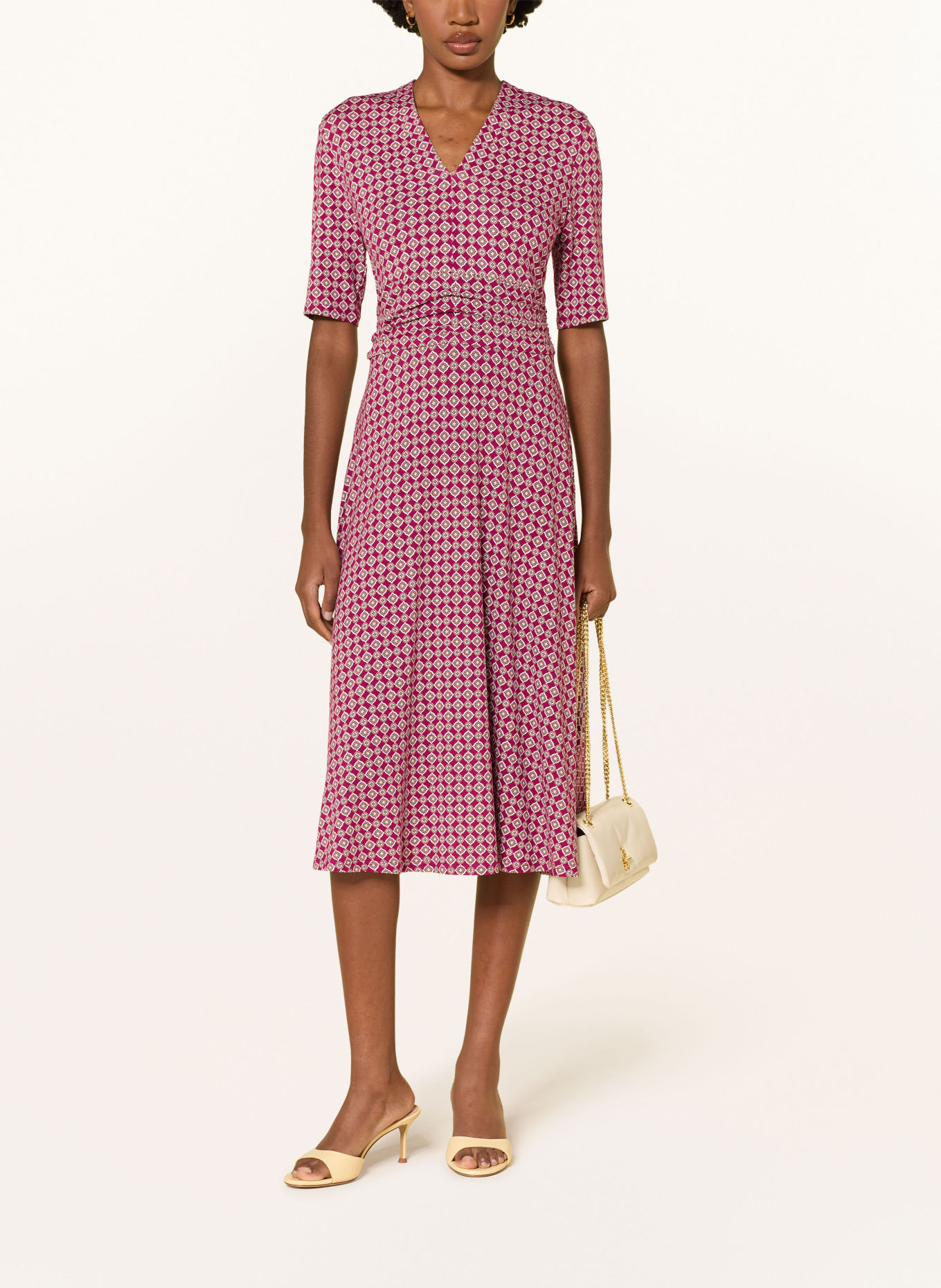 HOBBS Jerseykleid JACI: FUCHSIA / BEIGE / WEISS