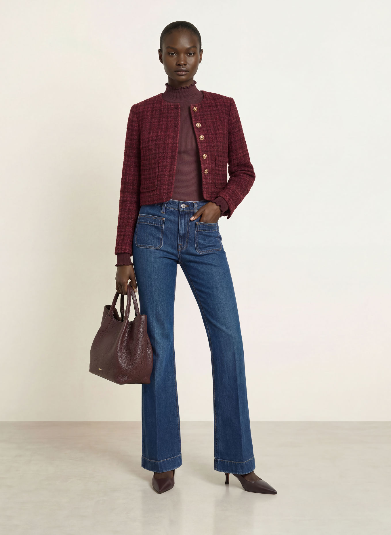 HOBBS Boxig jacka MARIA i tweed: FUCHSIA / MÖRKLILA