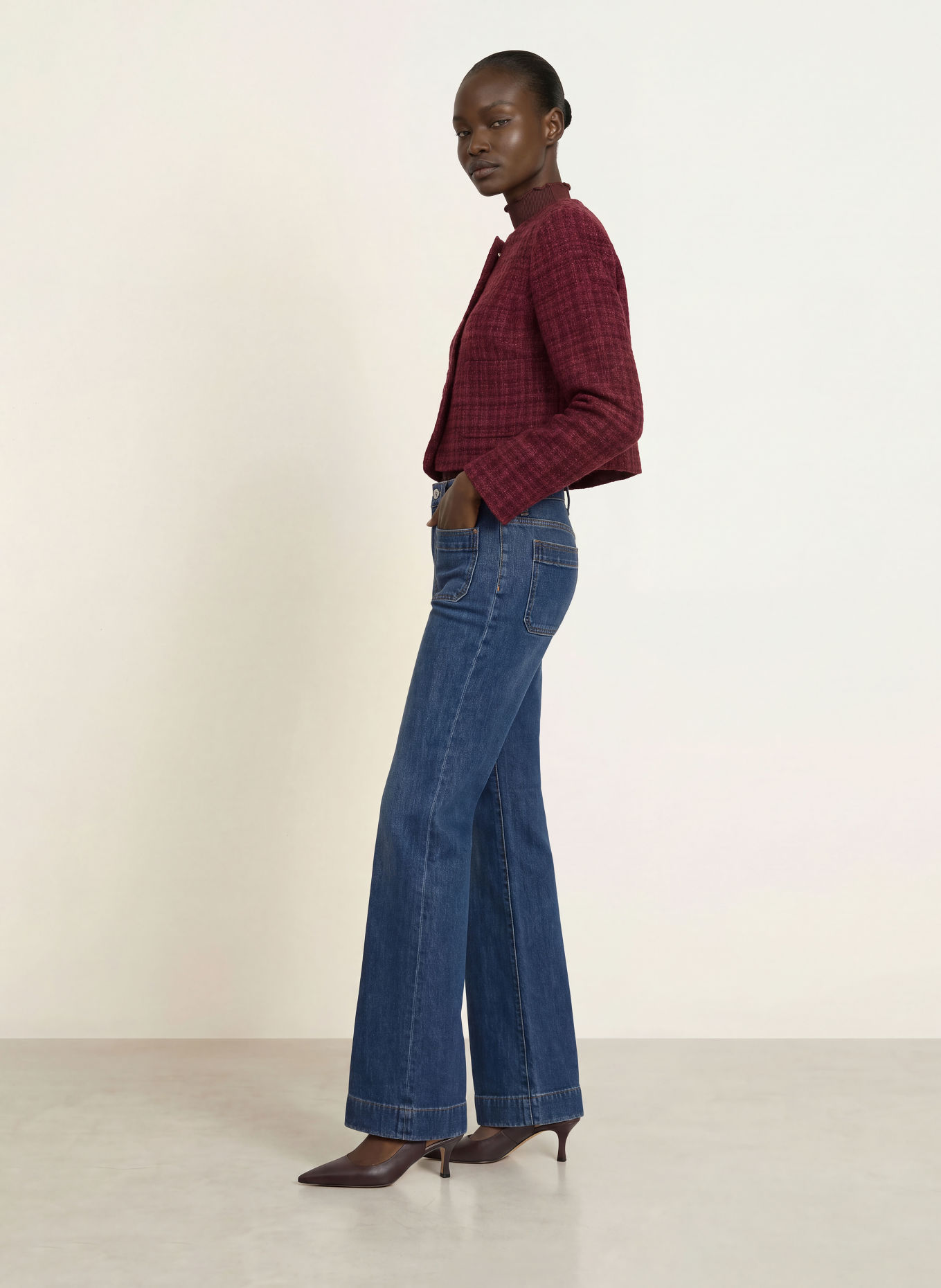 HOBBS Boxig jacka MARIA i tweed: FUCHSIA / MÖRKLILA