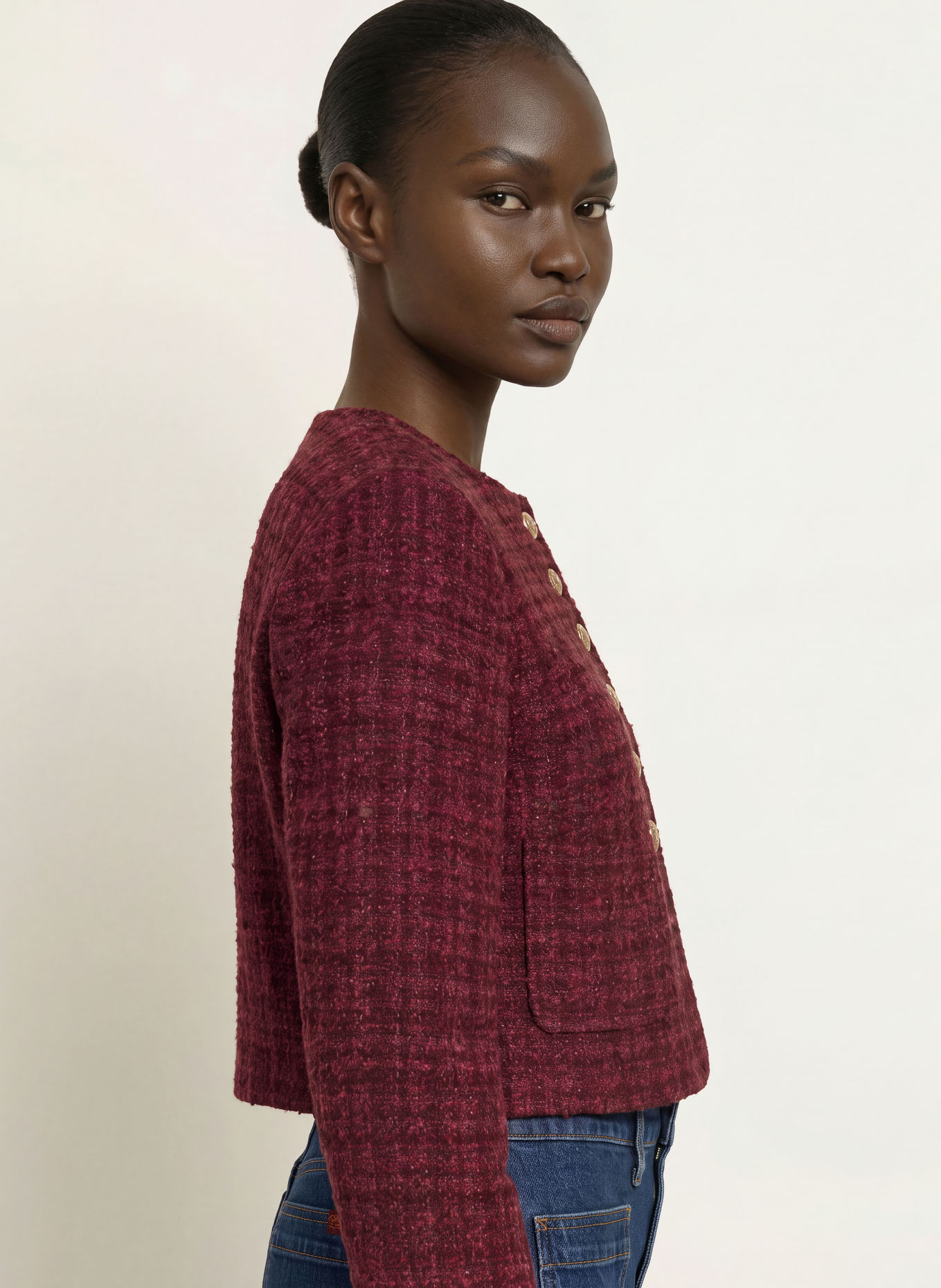 HOBBS Boxig jacka MARIA i tweed: FUCHSIA / MÖRKLILA