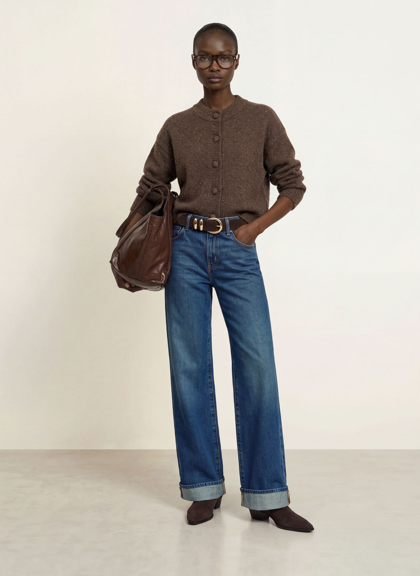 FRAME Wide Leg Jeans THE CUFFED LOW BOW: VOLL VOLT