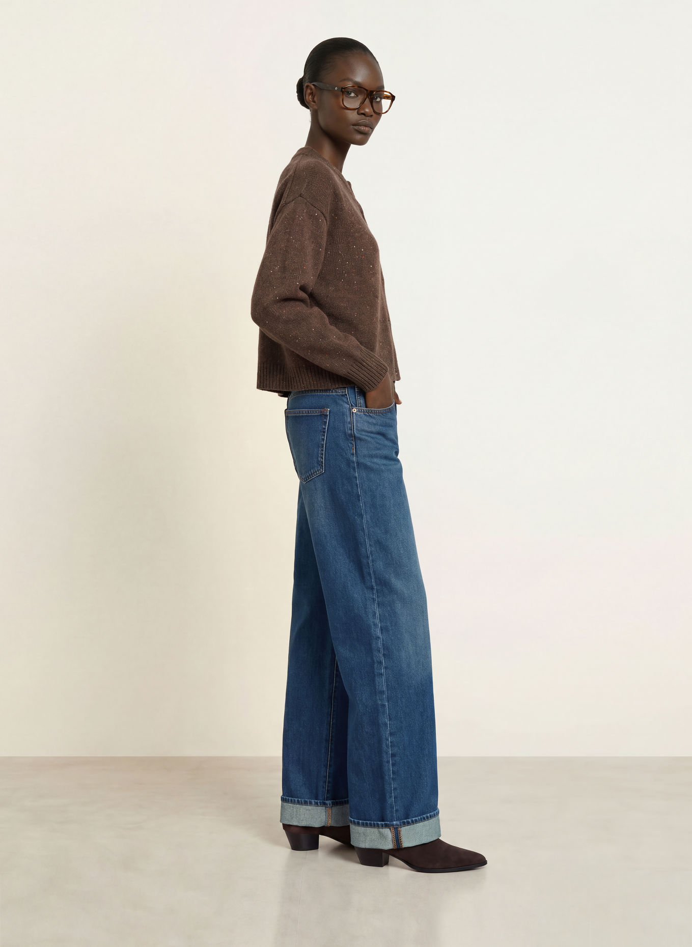 FRAME Wide Leg Jeans THE CUFFED LOW BOW: VOLL VOLT