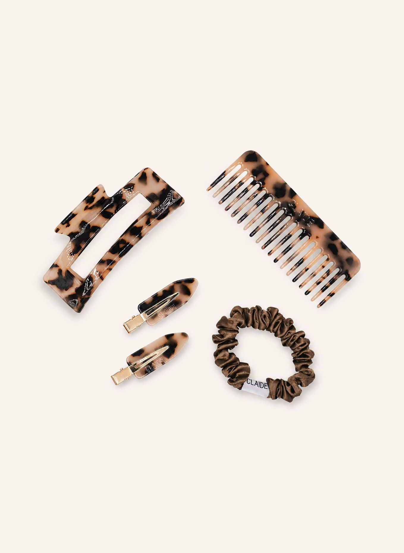 CLAIDE 5-tlg. Set Haaraccessoires NORA: CAMEL / SCHWARZ