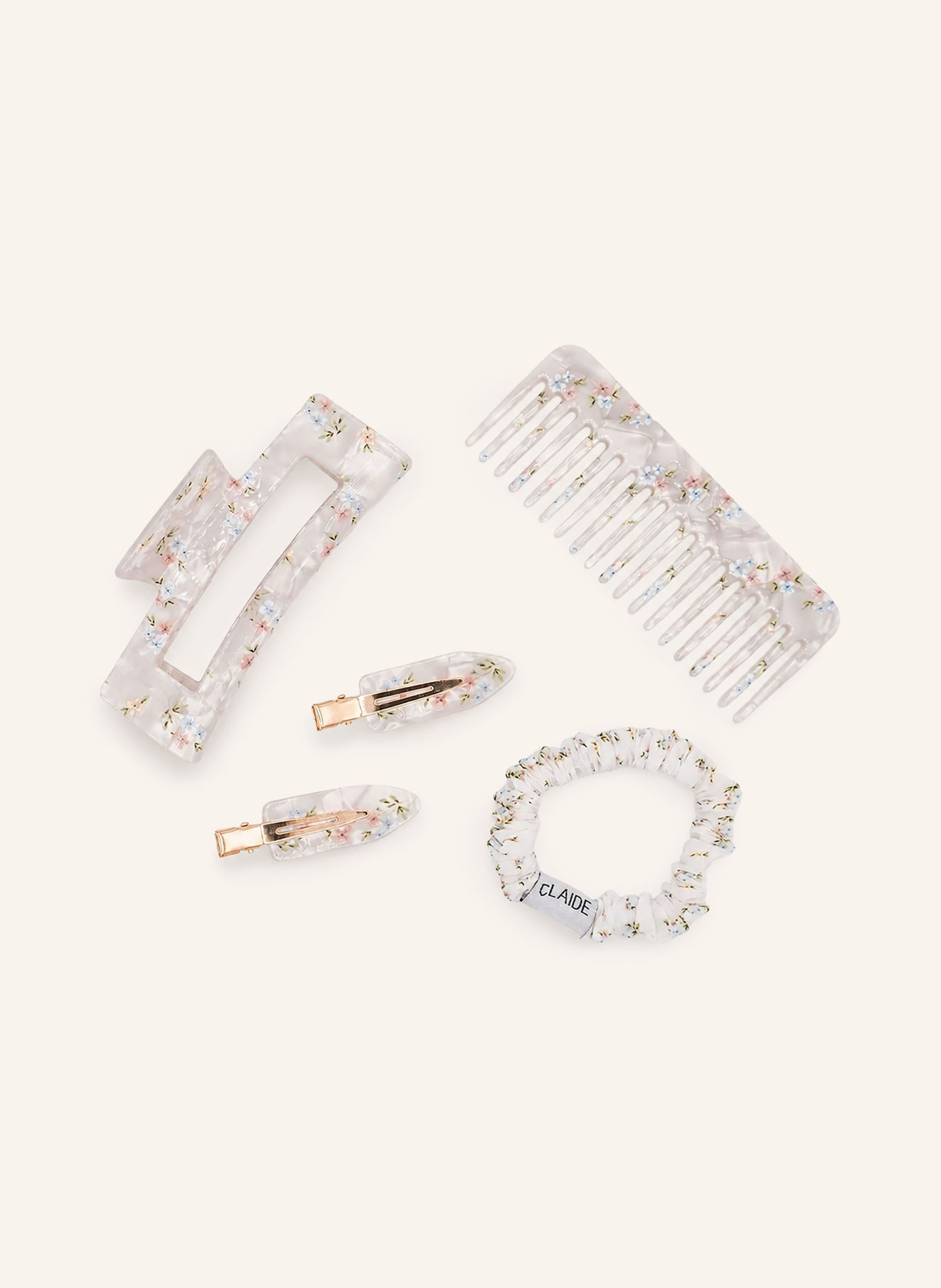 CLAIDE 5-tlg. Set Haaraccessoires LENYA: CREME / ROSA / GRÜN