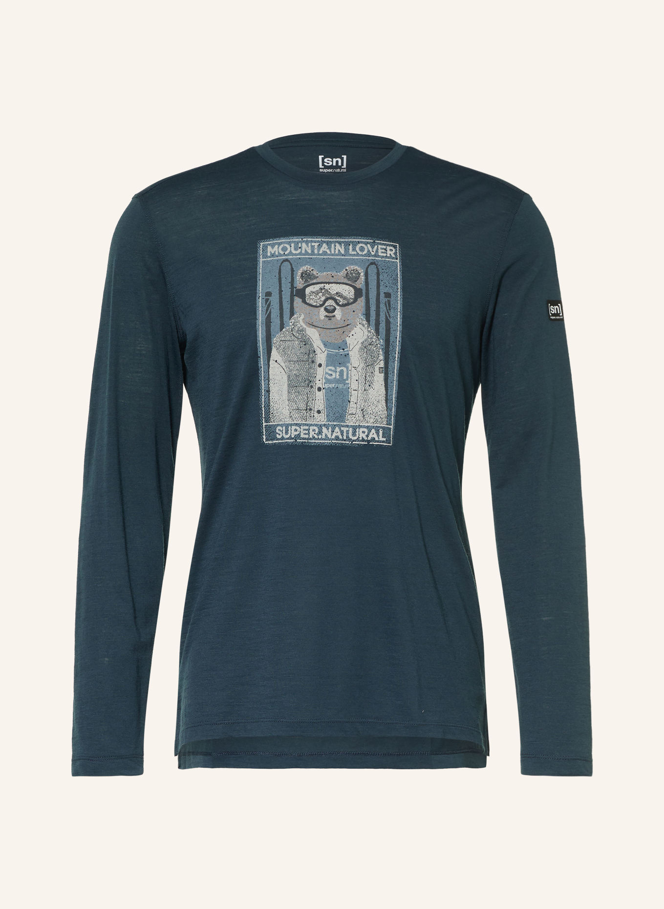super.natural BEARSKI functional shirt with merino wool: DARK BLUE / TAUPE / LIGHT GRAY