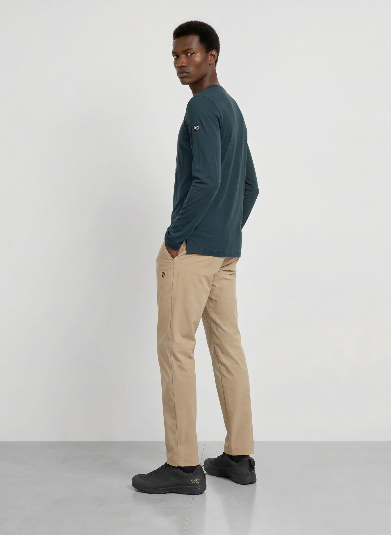 super.natural BEARSKI functional shirt with merino wool: DARK BLUE / TAUPE / LIGHT GRAY