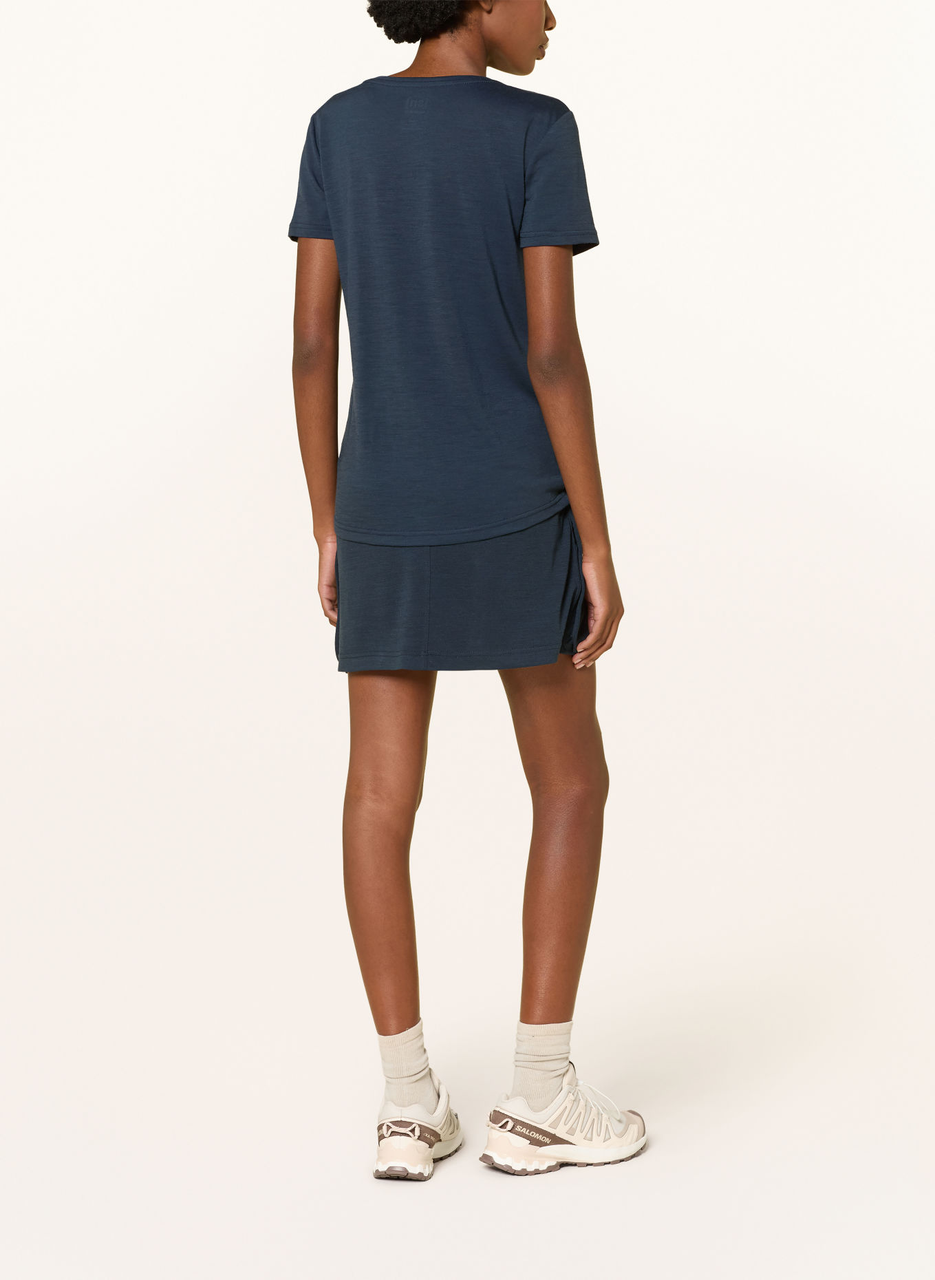 super.natural PREIKESTOLEN CLIFFS Functional shirt with Merino Wool: DARK BLUE / BROWN / LIGHT GRAY