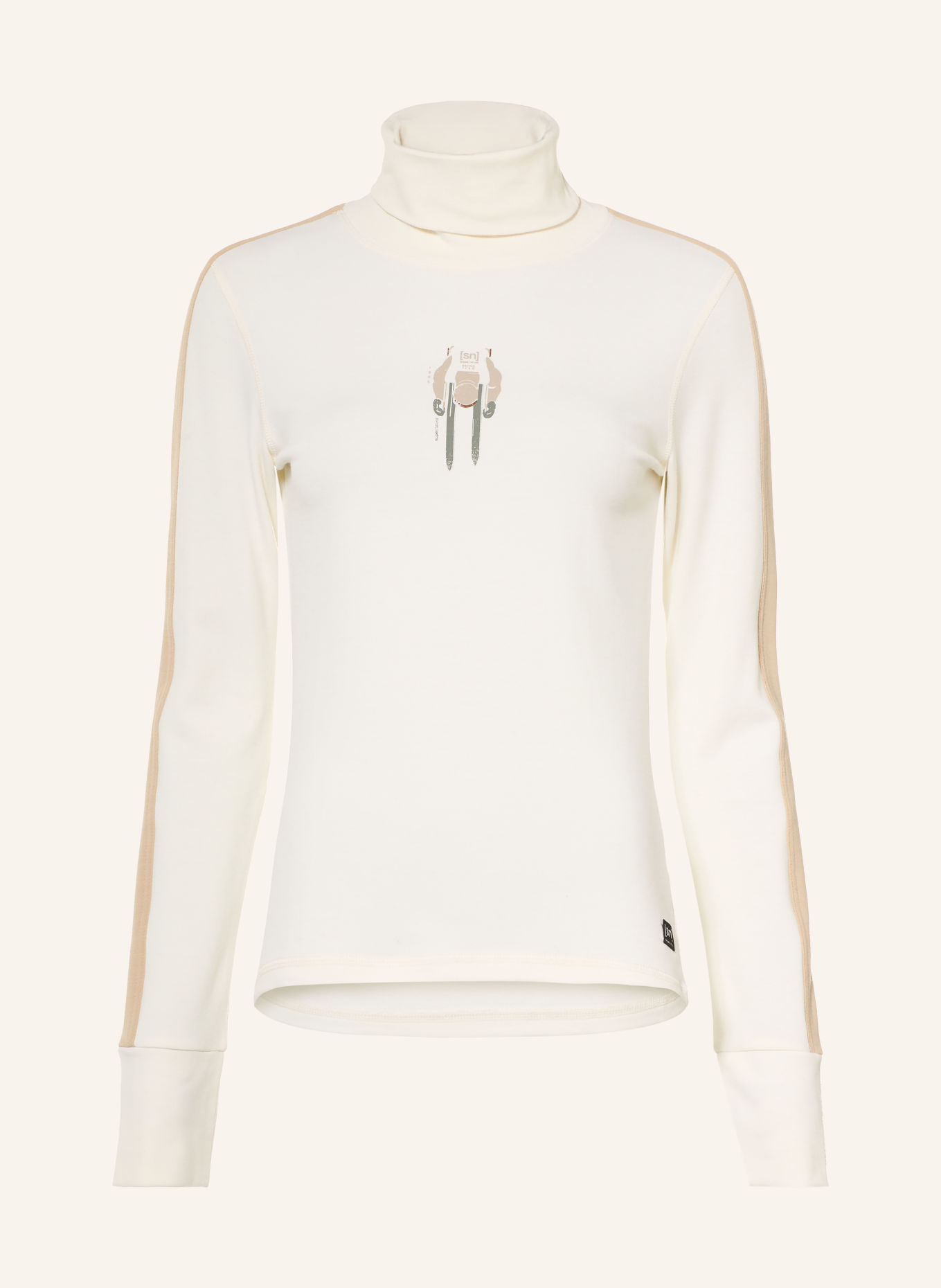 super.natural RACING TEAM Functional shirt with Merino Wool: WHITE / BEIGE