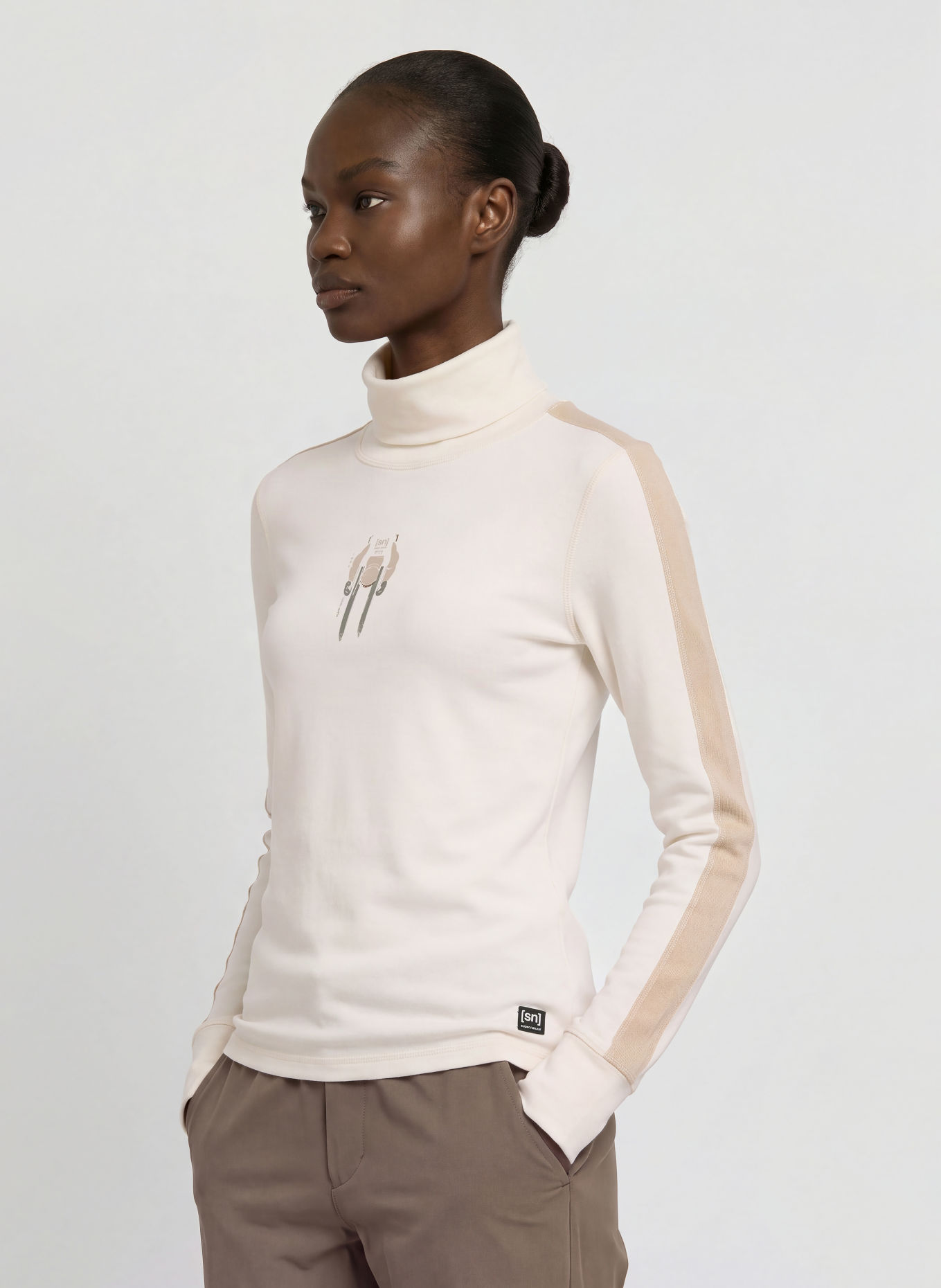 super.natural RACING TEAM Functional shirt with Merino Wool: WHITE / BEIGE