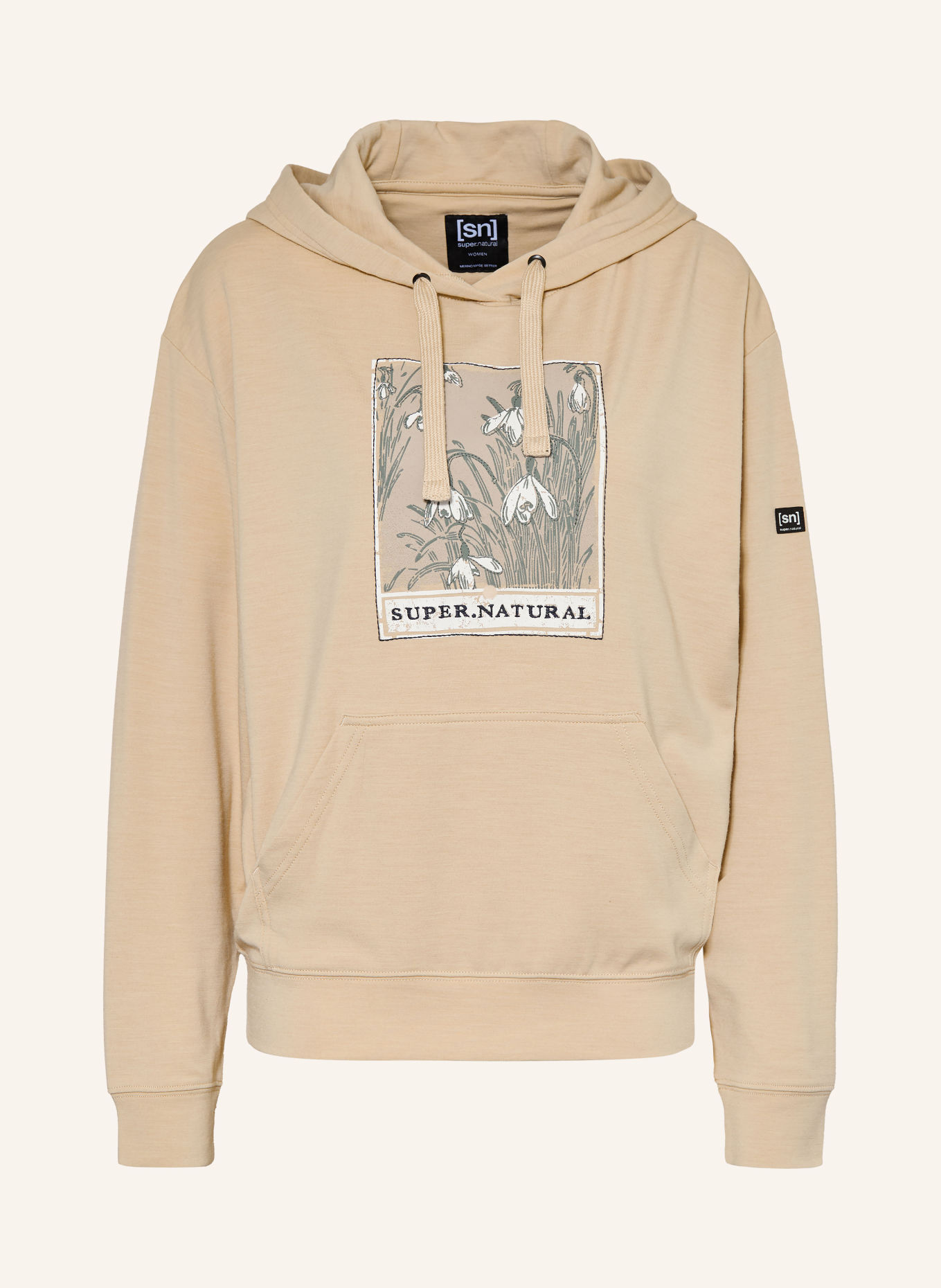 super.natural SNOWDROPS Hoodie with Merino Wool: BEIGE