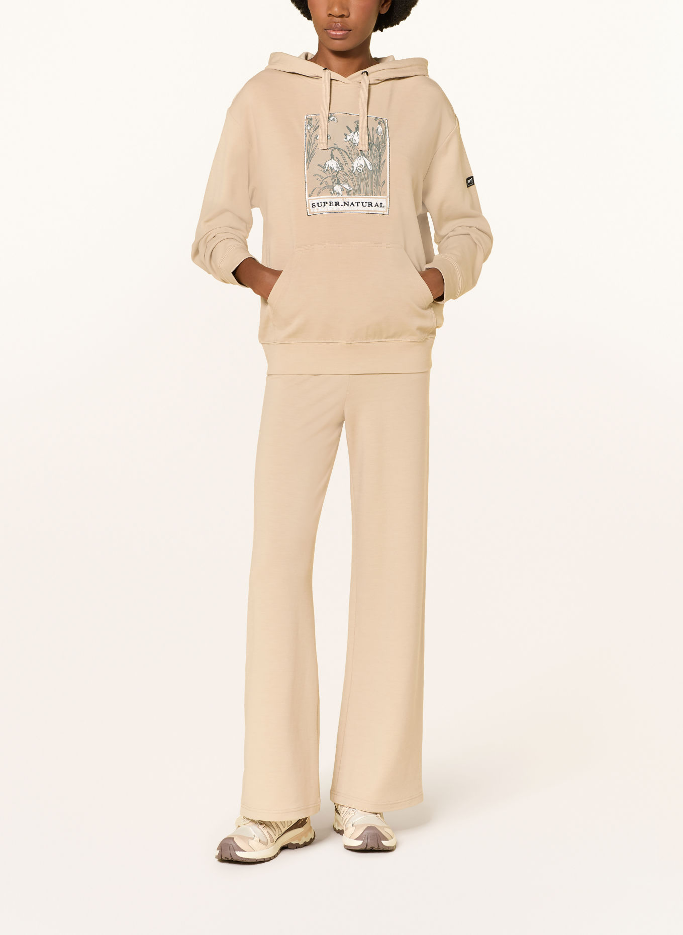 super.natural SNOWDROPS Hoodie with Merino Wool: BEIGE