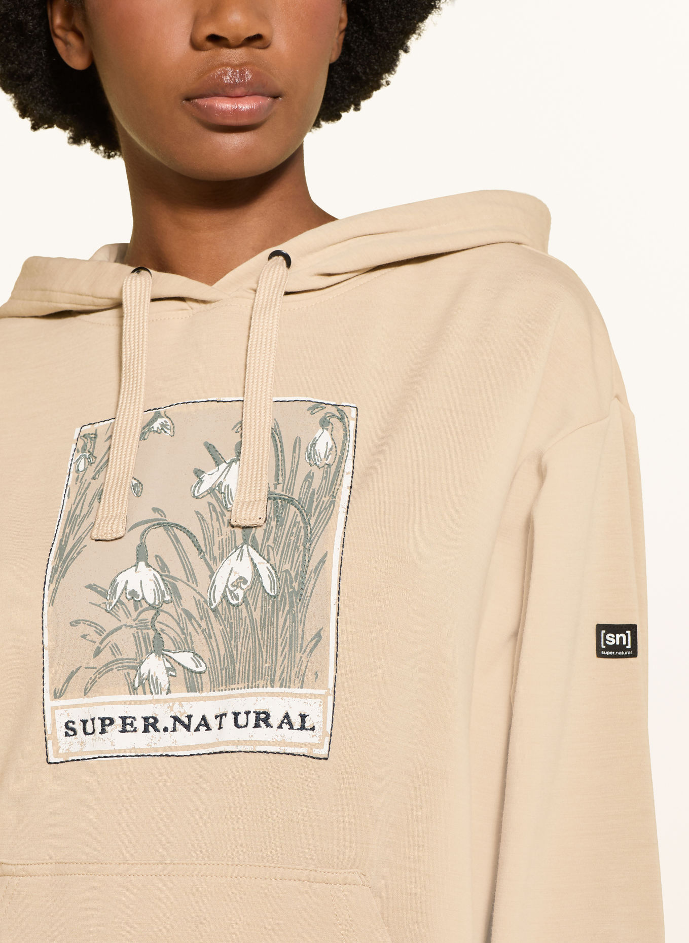 super.natural SNOWDROPS Hoodie with Merino Wool: BEIGE