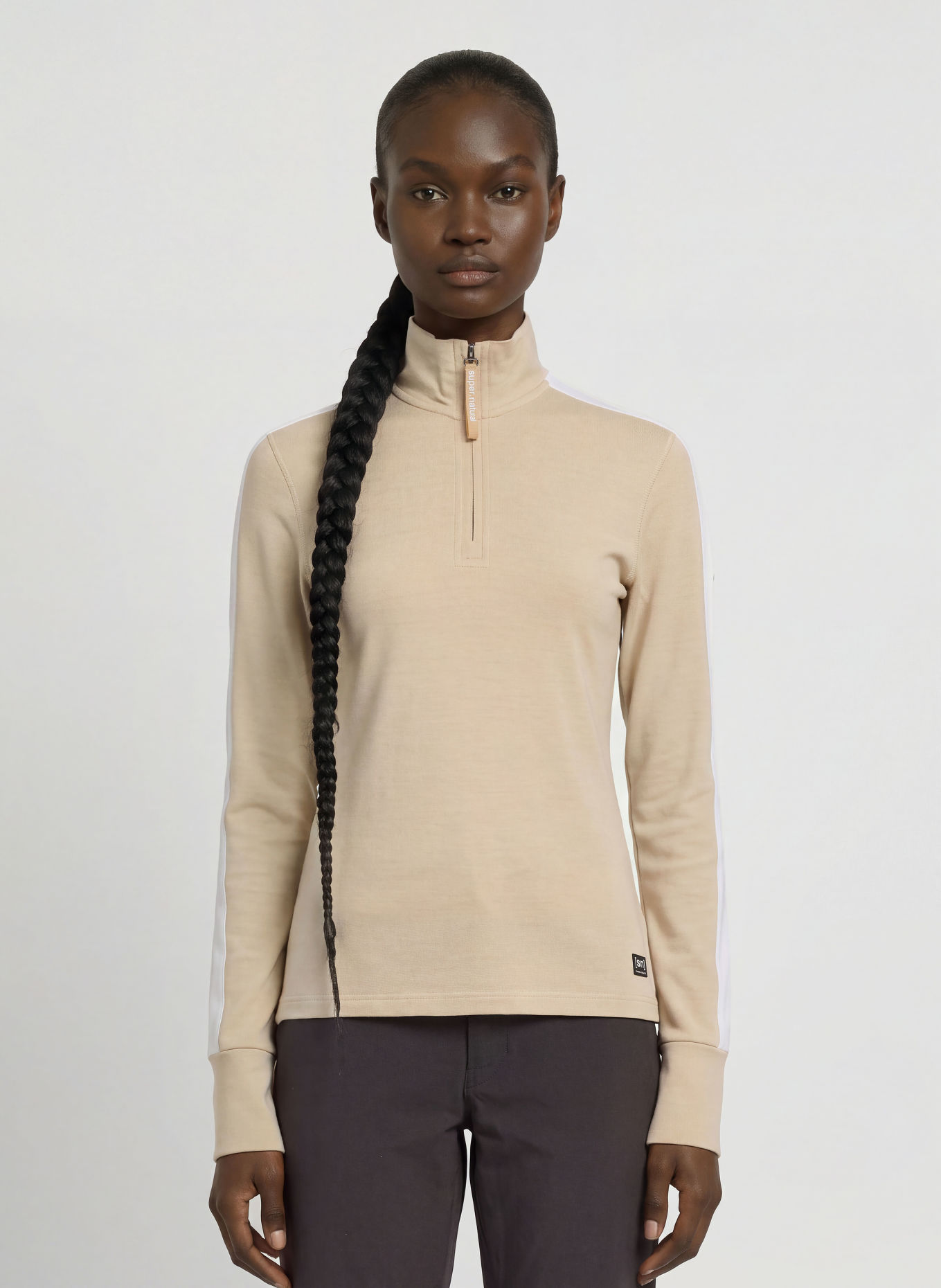super.natural COLORADO midlayer with merino wool: WHITE / BEIGE