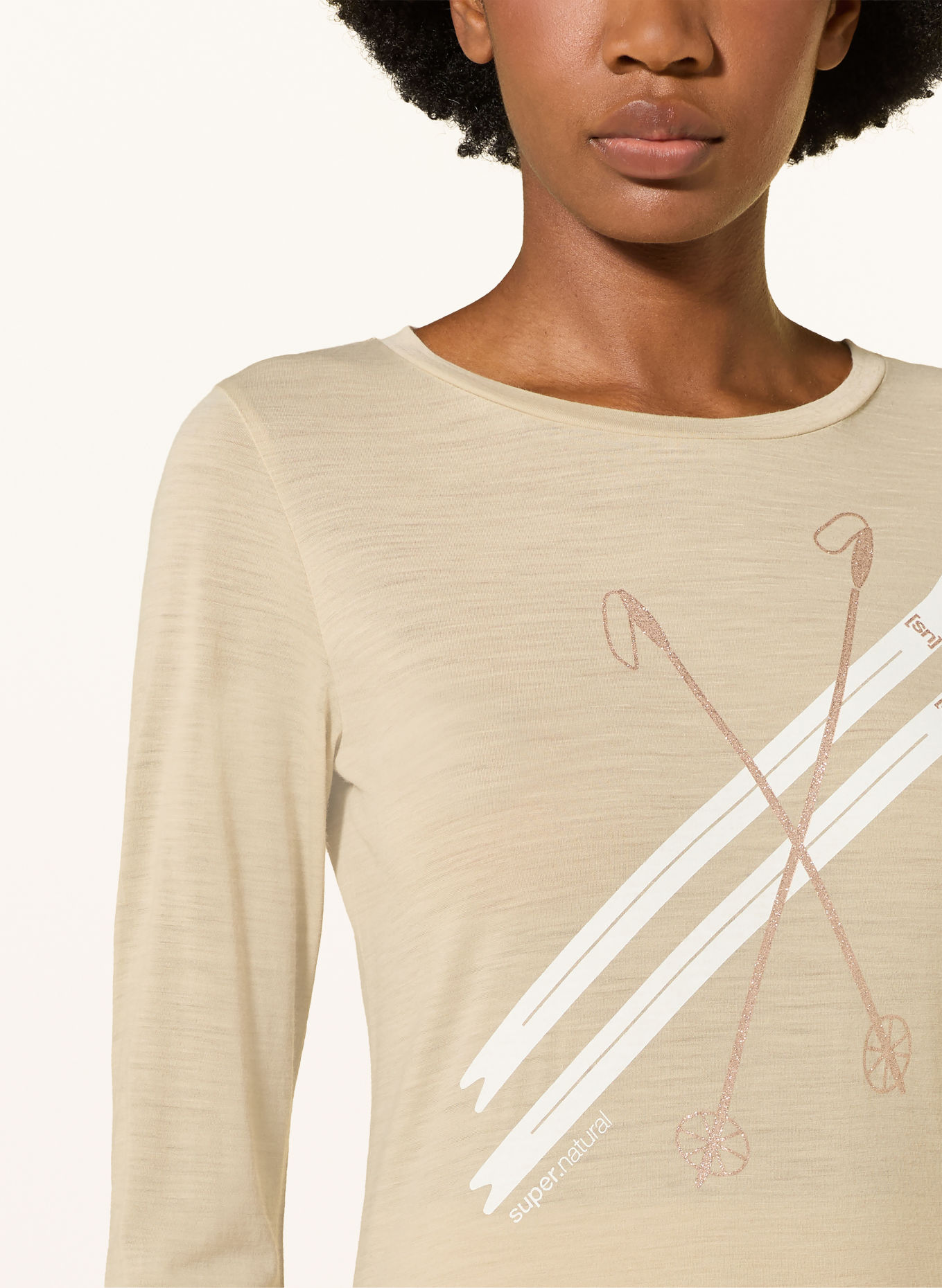 super.natural Longsleeve KRYSSEDE: BEIGE
