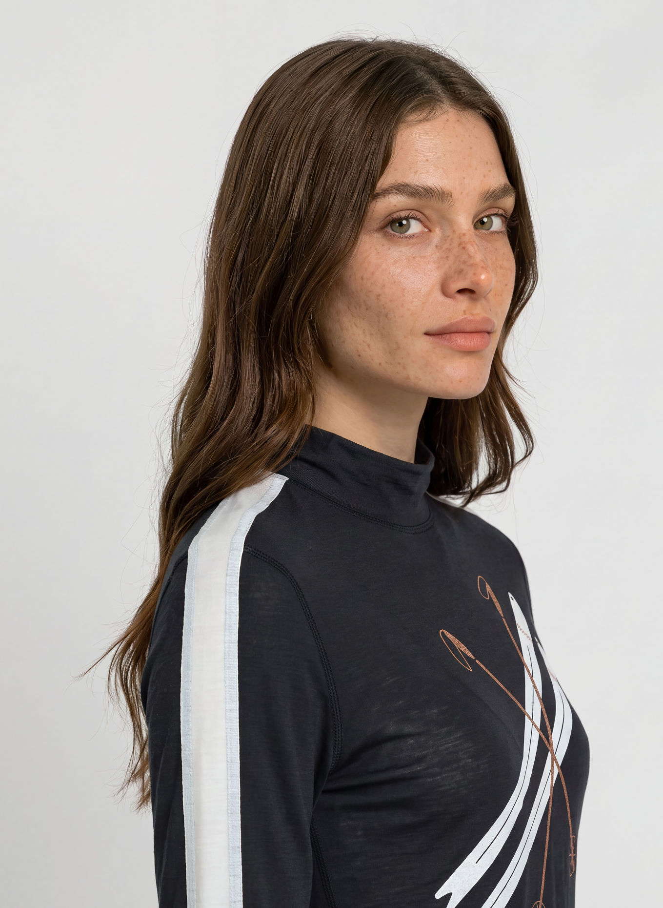 super.natural Funktionsshirt KRYSSEDE COL mit Merinowolle: SCHWARZ / ROSÉGOLD / WEISS