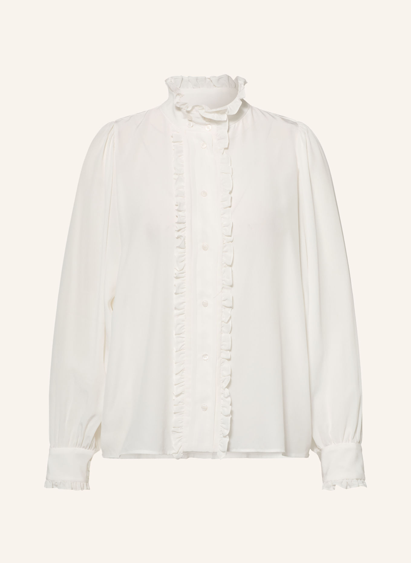 SANDRO Seidenbluse mit Rüschen: WEISS