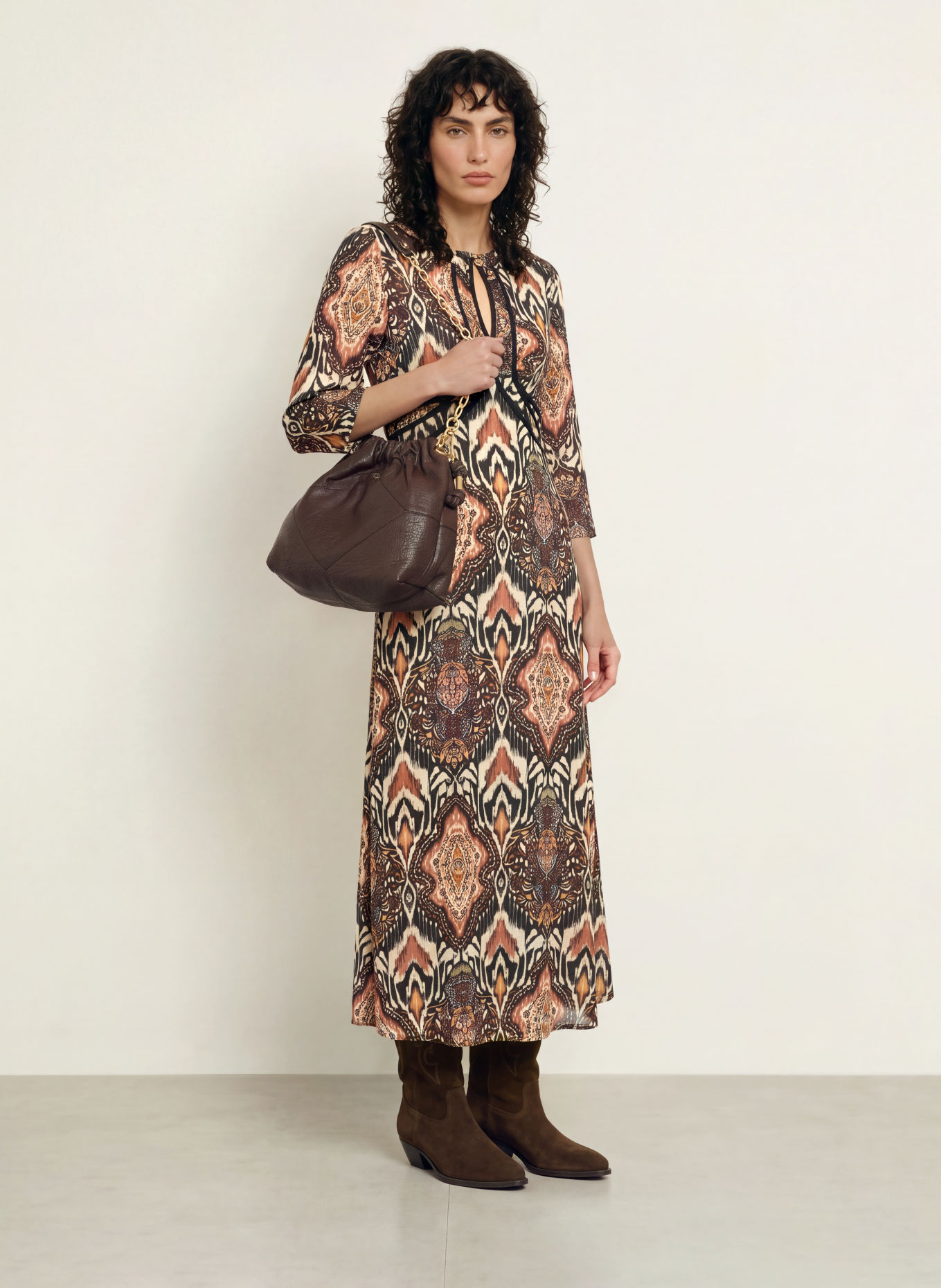 ba&sh ZONOA dress with 3/4 sleeves: BLACK / ROSE / PURPLE