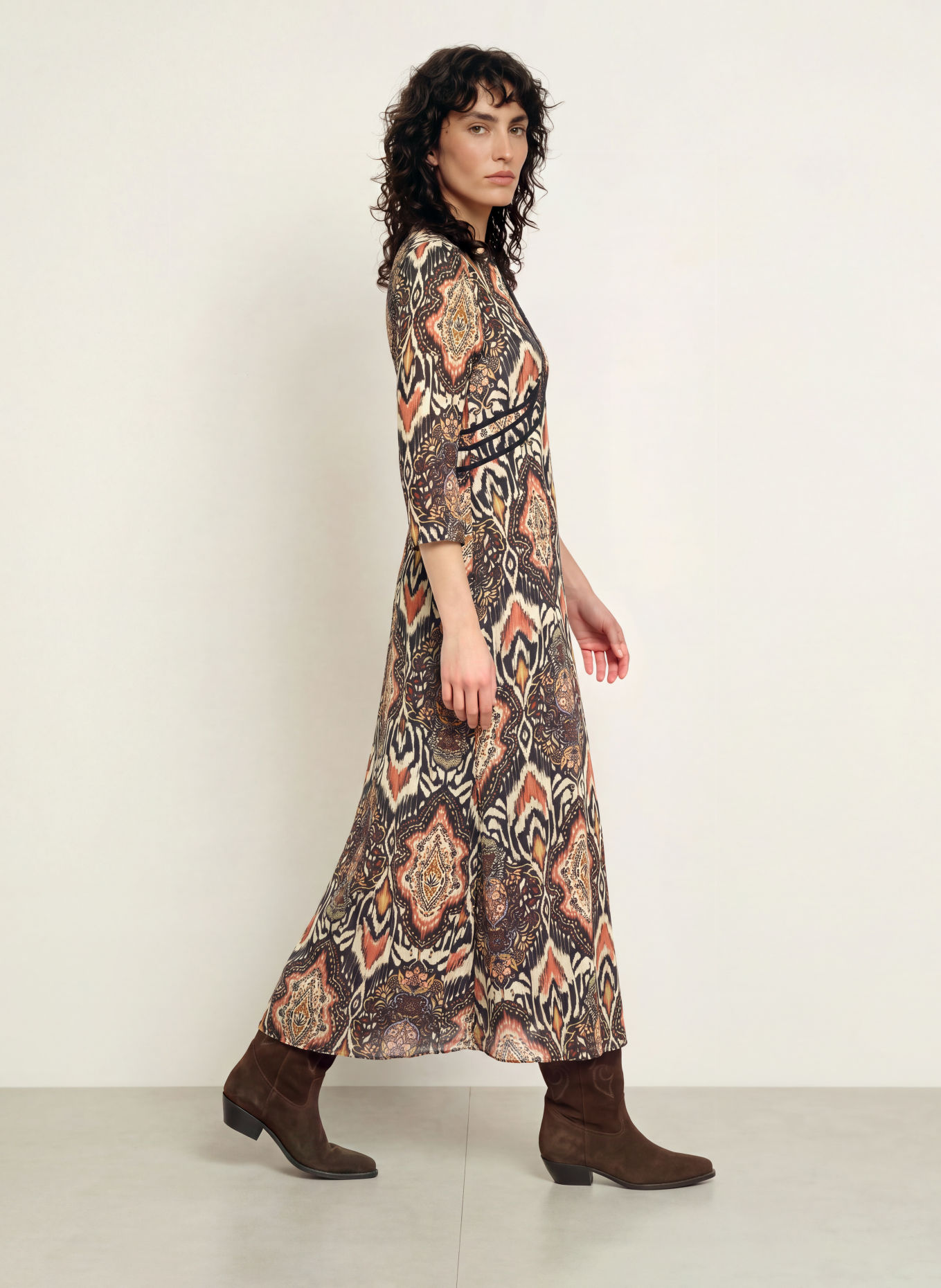 ba&sh ZONOA dress with 3/4 sleeves: BLACK / ROSE / PURPLE