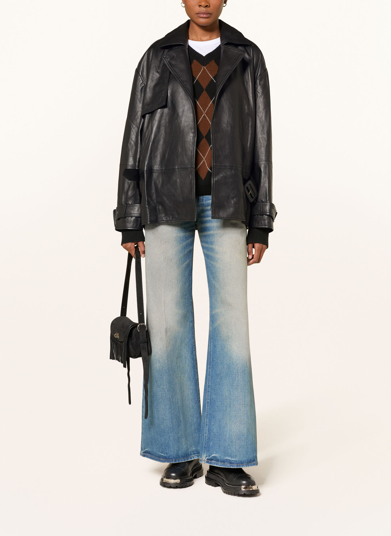 MRS & HUGS Leather jacket: BLACK